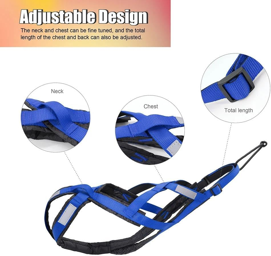 Outdoor Reflective Dog Sled Harness Waterproof Large Dog Sled Harness Pet Training Rally Harness Dog Ski Harness Alaskan Husky Ski Harness,Yellow,Xl