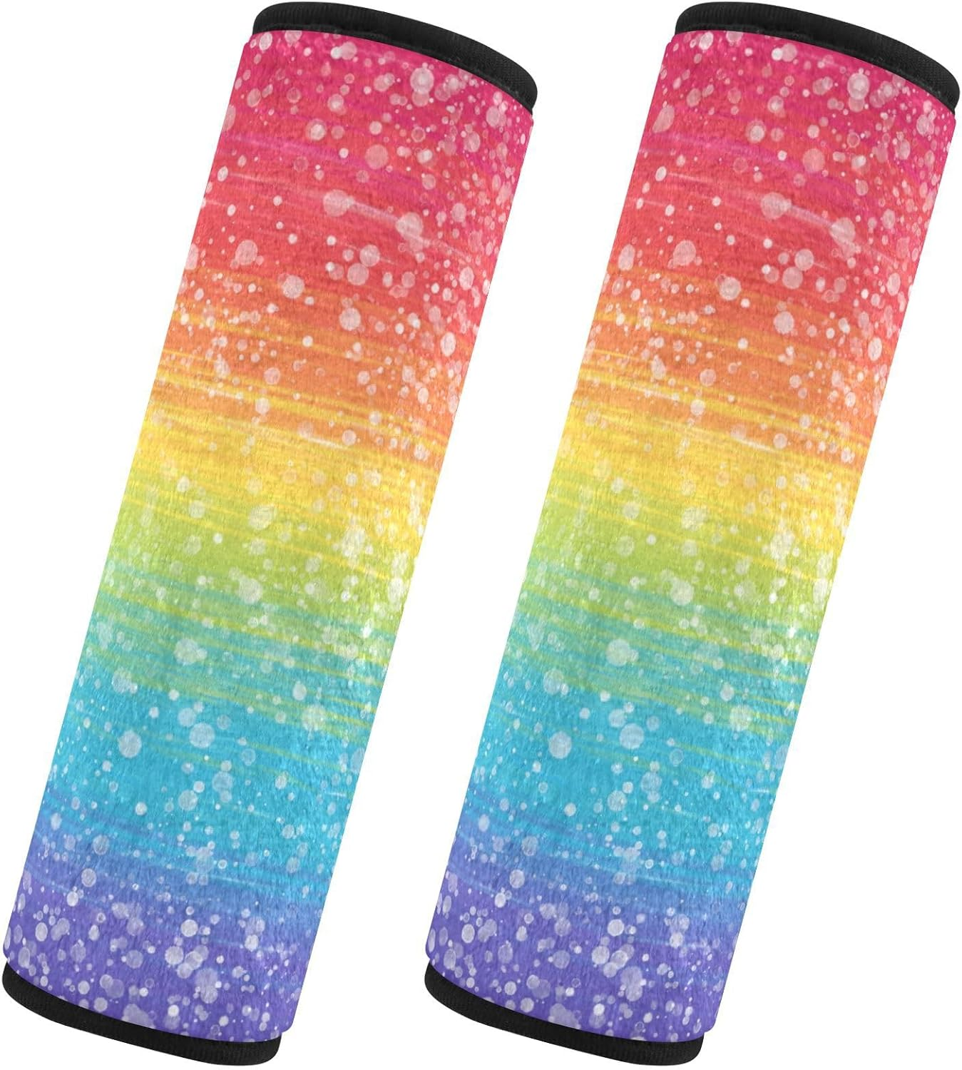Glitter Rainbow Soft Seatbelt Cover, Padded with Cotton, Shoulder Strap Pads for Bags, Car Seat Strap Covers for Infant Car Seat image number 1
