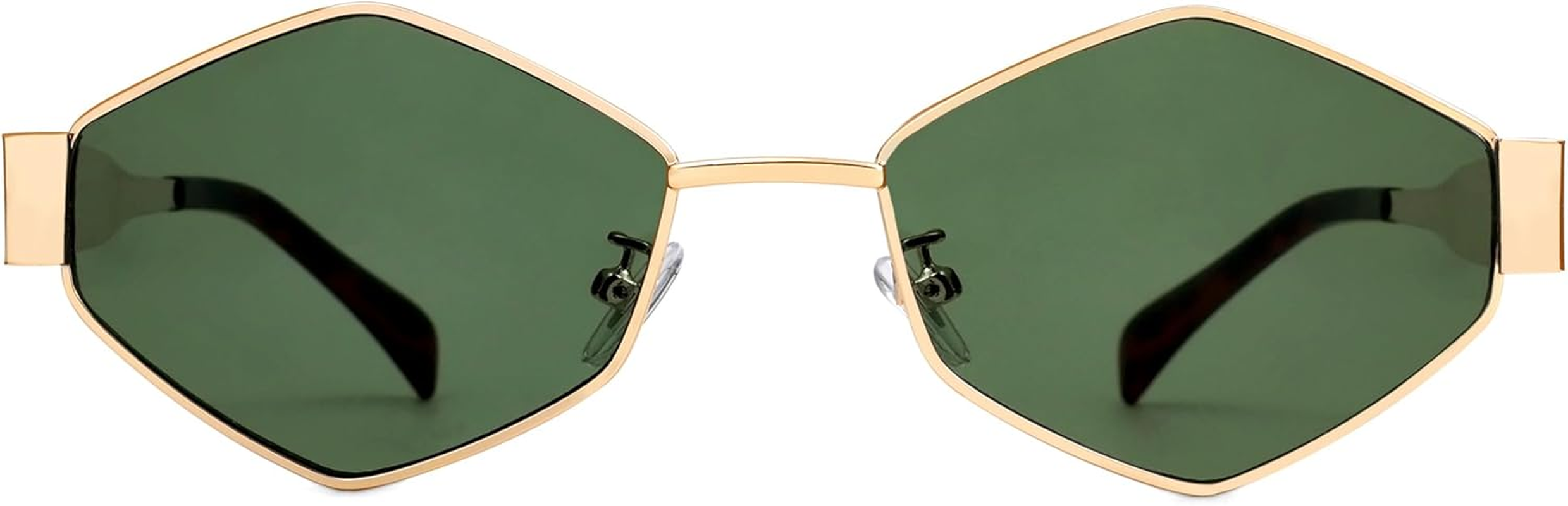 HERJOUR Trendy Retro Hexagon Sunglasses for Women Vintage 90S Classic Designer Sun Glasses Metal Frame Narrow Sunnies AR81046 - Black/Gery image number 6