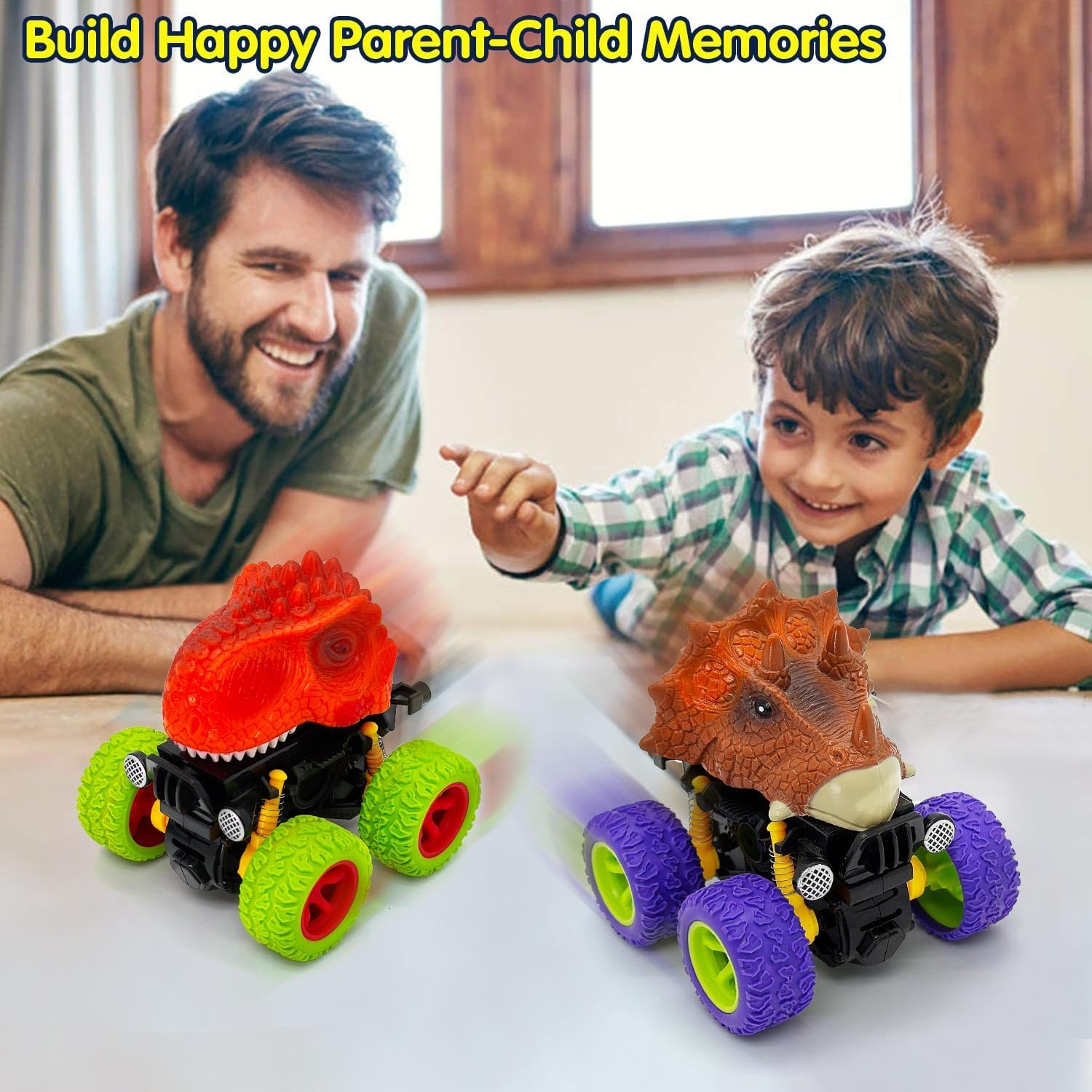 Befunsol Toys for 2 3 Year Old Boys - Monster Truck Dinosaur Toy Car Kids Toys Boys 3-5, Push and Go Friction Dinosaur Cars Toddler Toys, 2 3 4 5 Year Old Boy Christmas Birthday Gifts image number 3