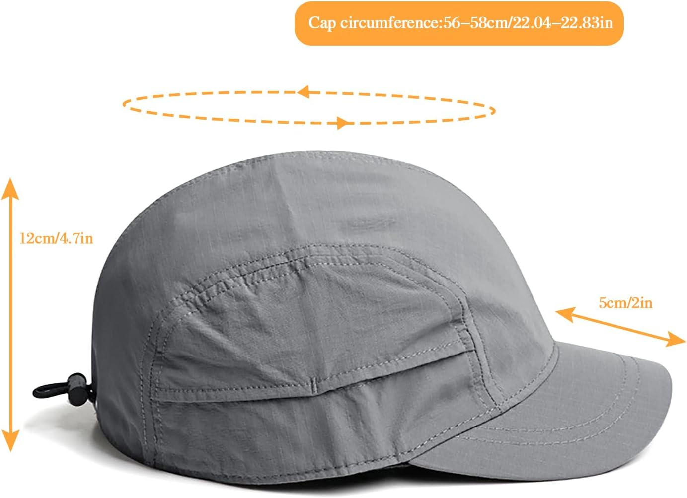 XYIYI Unisex Quick Dry Baseball Cap Adjustable Waterproof Sun Protection Sport Hats - Grey image number 2