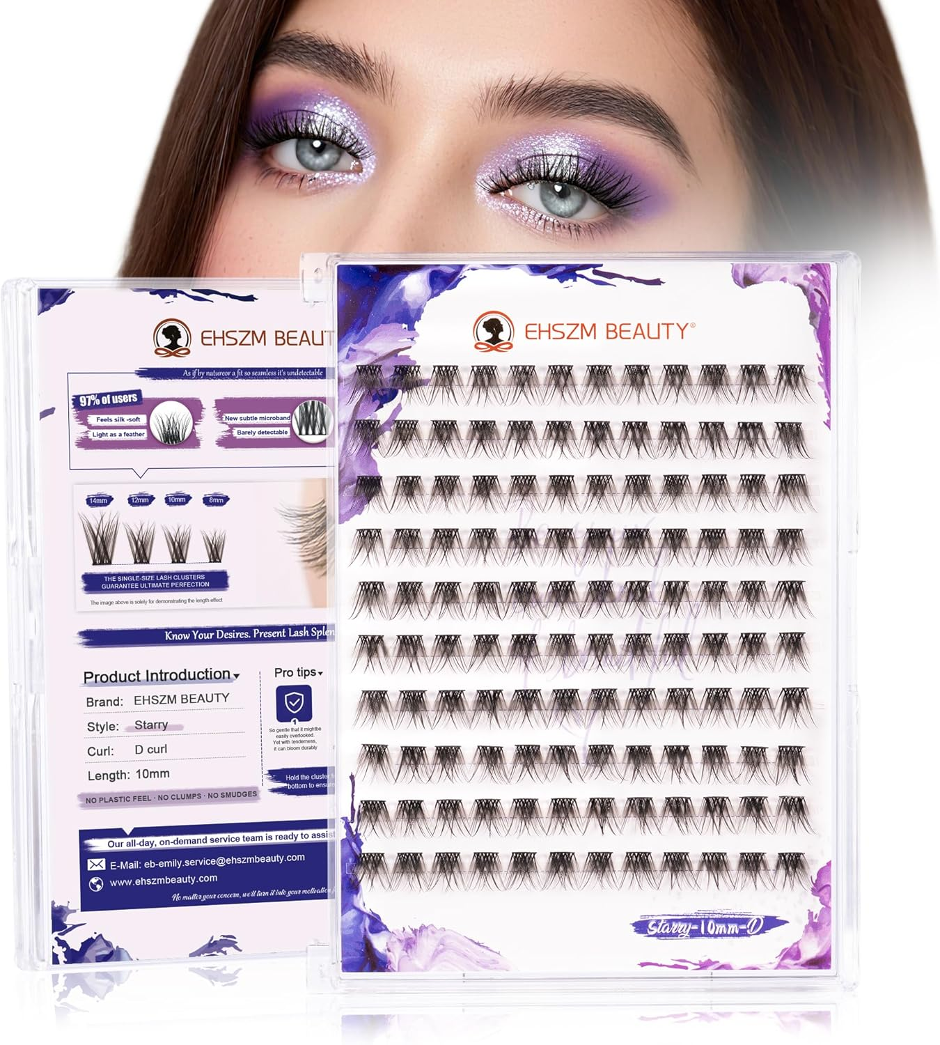 Upgraded,Wispy Lash Clusters 14Mm D Curl Only,Eyelash Clusters Natural,Ultra-Soft Individual Lashes,Empowered by New Softening Factor.No Plastic Feel,New Comfort - Starry Style