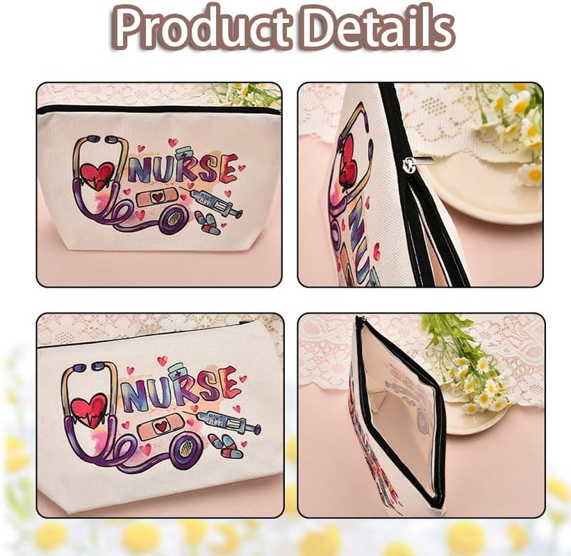 Nurse Makeup Bags Nursing Week Appreciation Gifts for Nurses Coworker Friends Cosmetic Bags for Nurse Nursing Student Graduation Gifts image number 6
