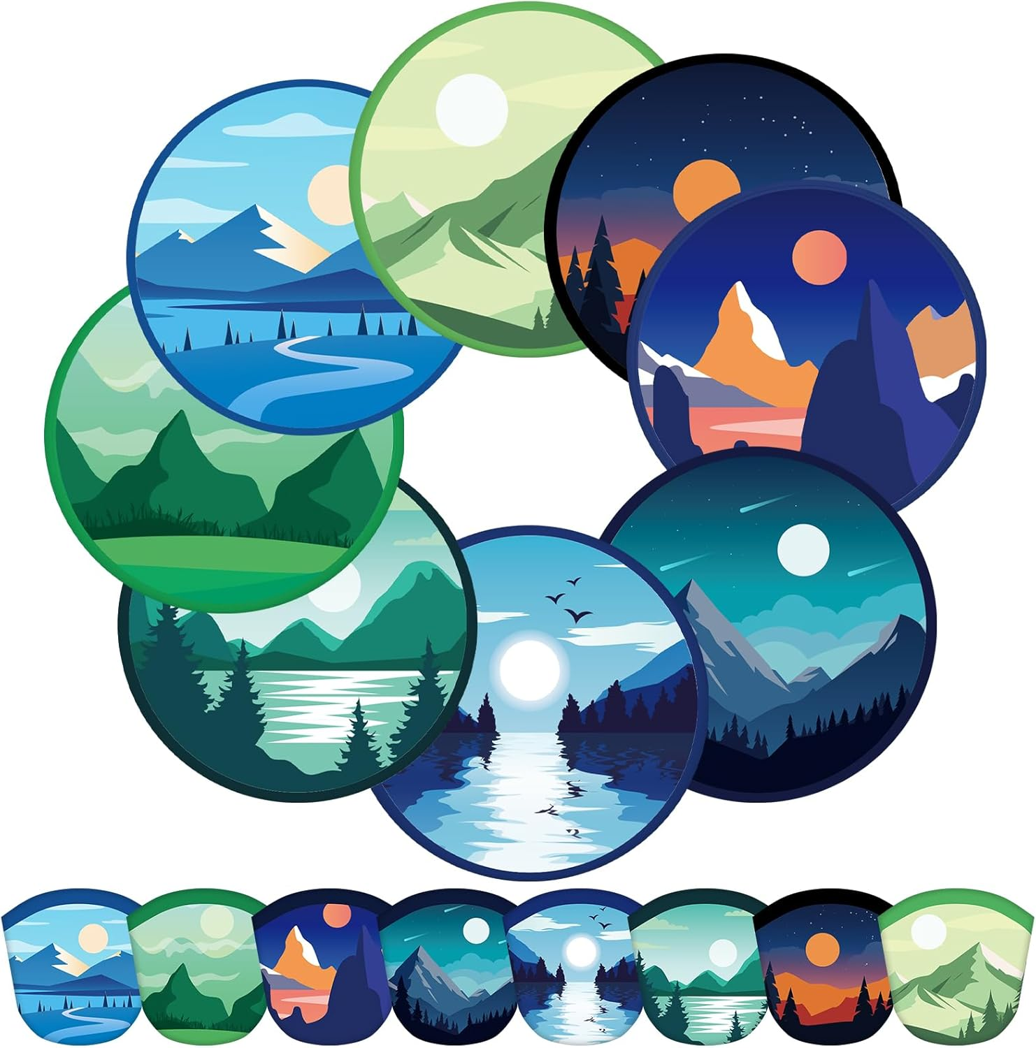 Gejoy 24 Pieces Abstract Styles Foldable Fan Handheld Compact Cooling Fans Multi Role round Fans for Outdoor Games for Women Girls Daily Use Festival Wedding Party Favors Decorations Portable, 8 Style image number 1