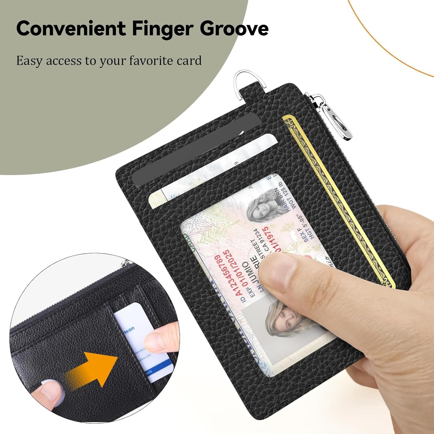 RFID Blocking Wallet for Men - Genuine Leather Slim Design with Zipper Coin Pocket, Anti-Skimming Credit Card Holder for Travel & Daily Use image number 3