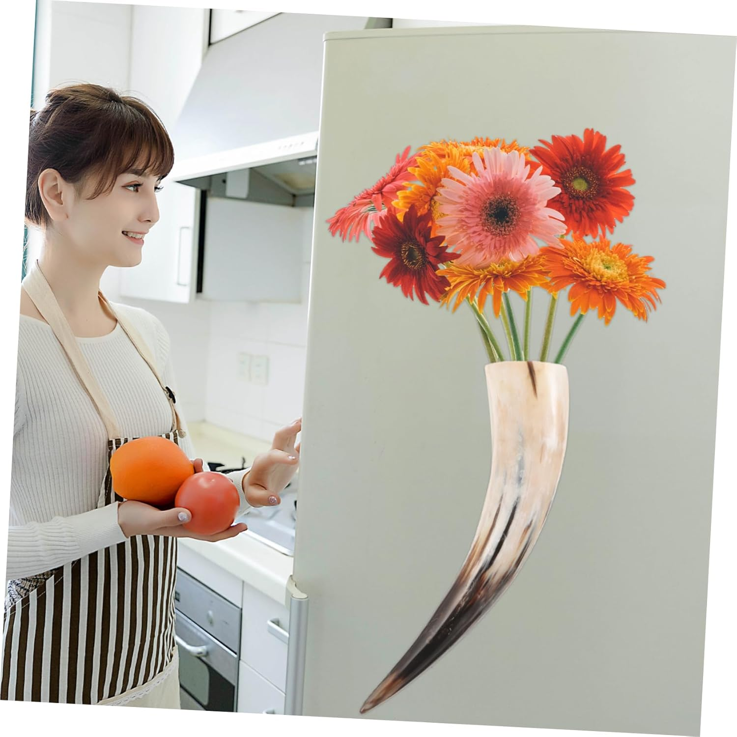 Amosfun Cow Horn Vase Wall Sconce 40-48Cm Natural Authentic Bull Horn Vintage Farmhouse Decor Sustainable Rustic Home Decoration image number 6