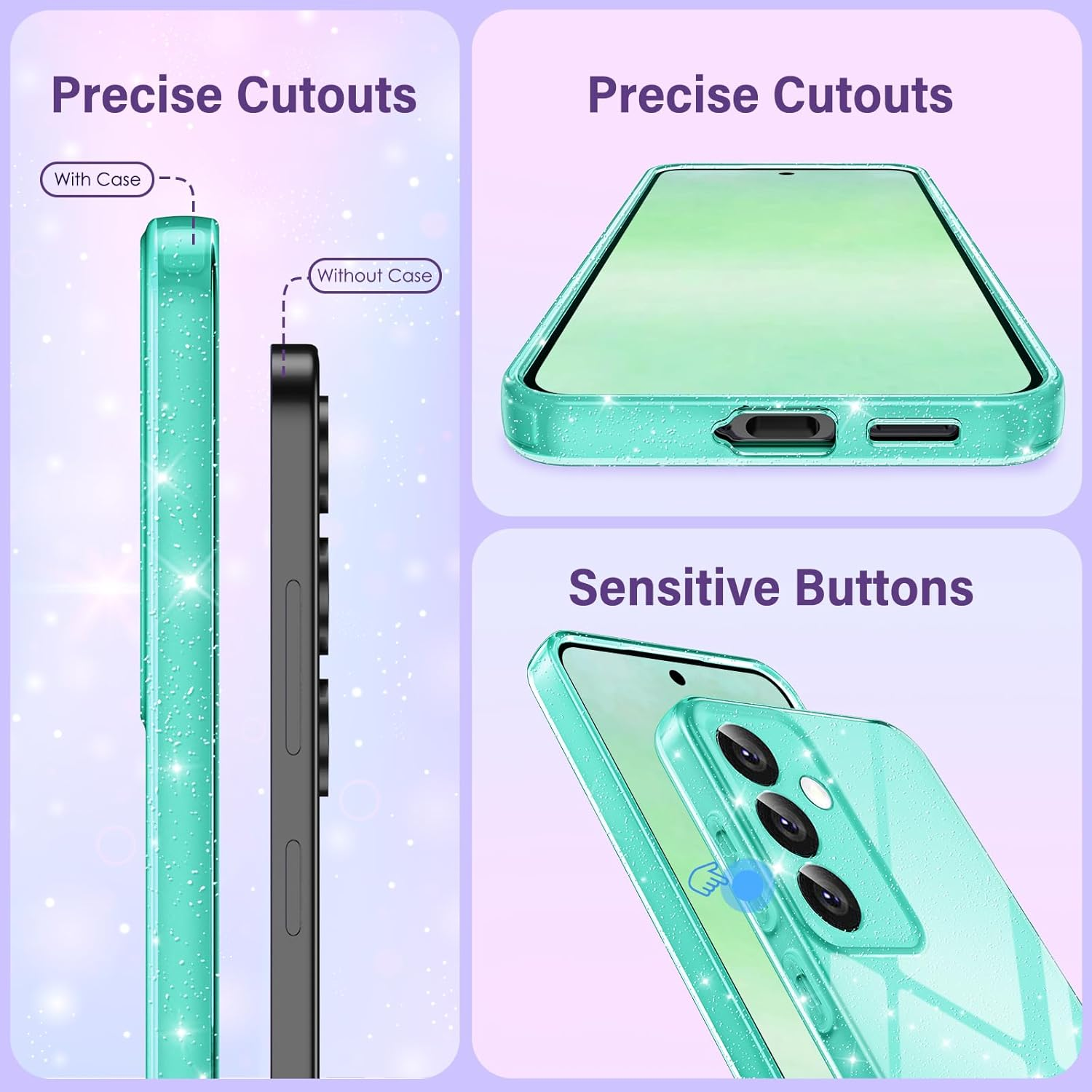 Eherui Mobile Phone Case for Samsung Galaxy S24/Samsung Galaxy S25 Glitter, Silicone TPU Anti-Fingerprint Case, Shockproof Protective Case, Thin Soft Protective Case for Samsung S24/S25 5G, Light - Light Green image number 5