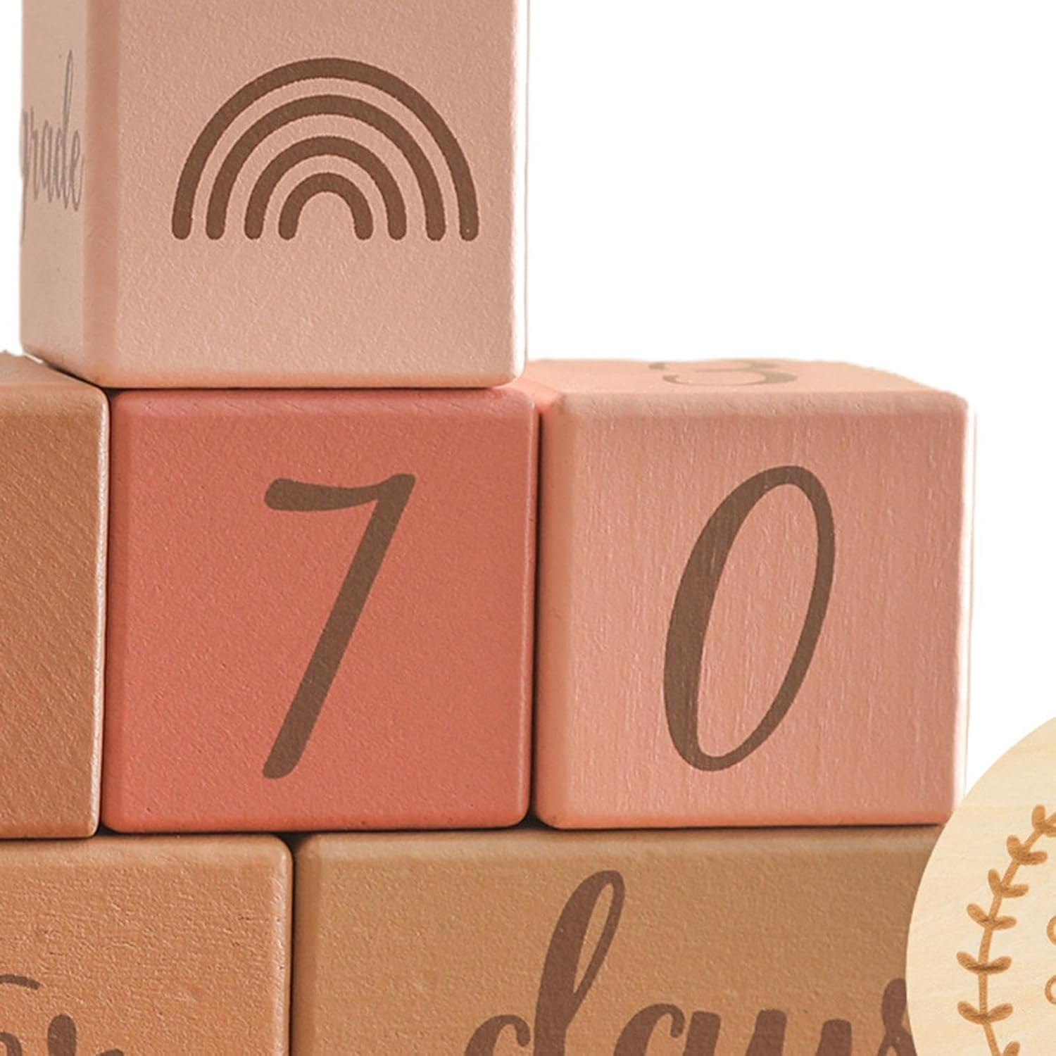 Milestone Blocks Set Memories, Growing up Newborn Keepsake Commemorative Week Month Year Decoration Boys or Girls Photo Props, Pink image number 3
