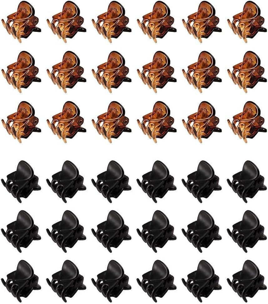 Pack of 36 Mini Hair Clips, Mini Plastic Hair Claw Clips, Non-Slip Handle, Small Jaw Clips for Girls and Women, Black, Tortoiseshell image number 4