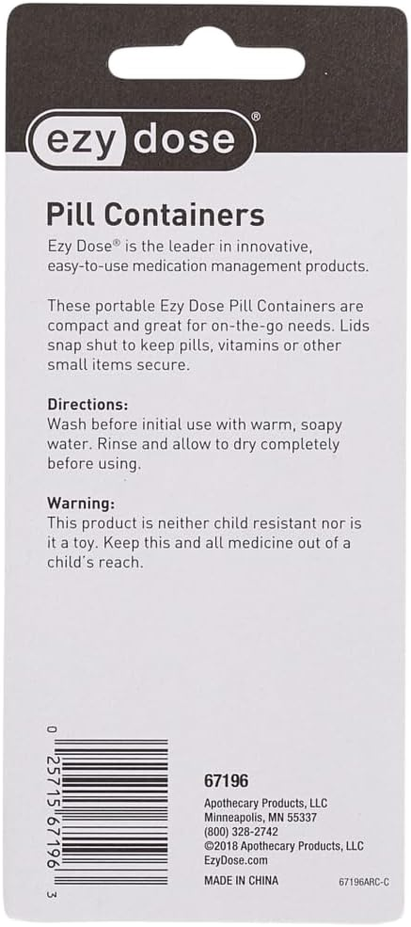 Ezy Dose Daily Pill and Vitamin Container (2 Count) │ Portable Pill Box image number 2