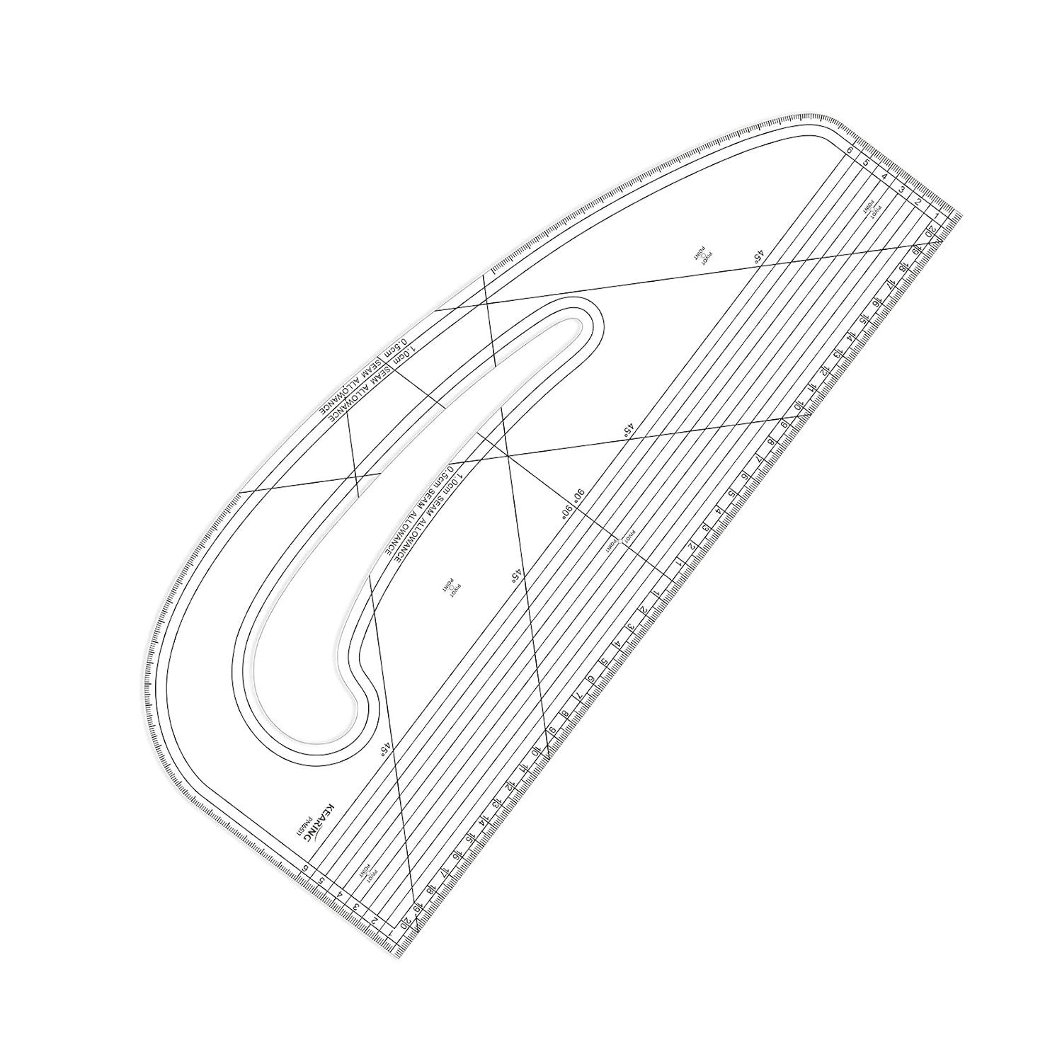 KEARING Metric Acrylic Pattern Master Ruler for Sewing, Pattern Making