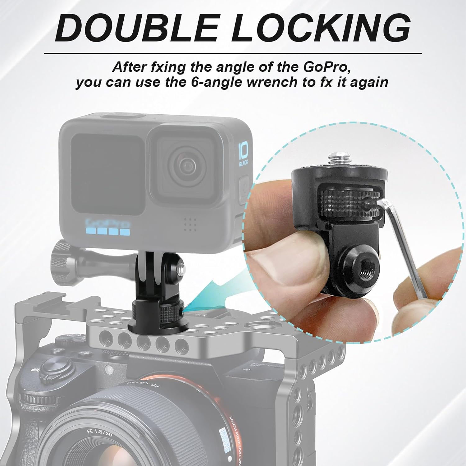 Higatful 2PC Aluminum Camera Tripod Mount Adapter, 1/4" 20 Camera Mount for Go Pro Hero 13/12/11/10/9/8/7, Insta 360 X4/X3/X2/X/RS/R, DJI Osmo and Other Cameras Accessories image number 3