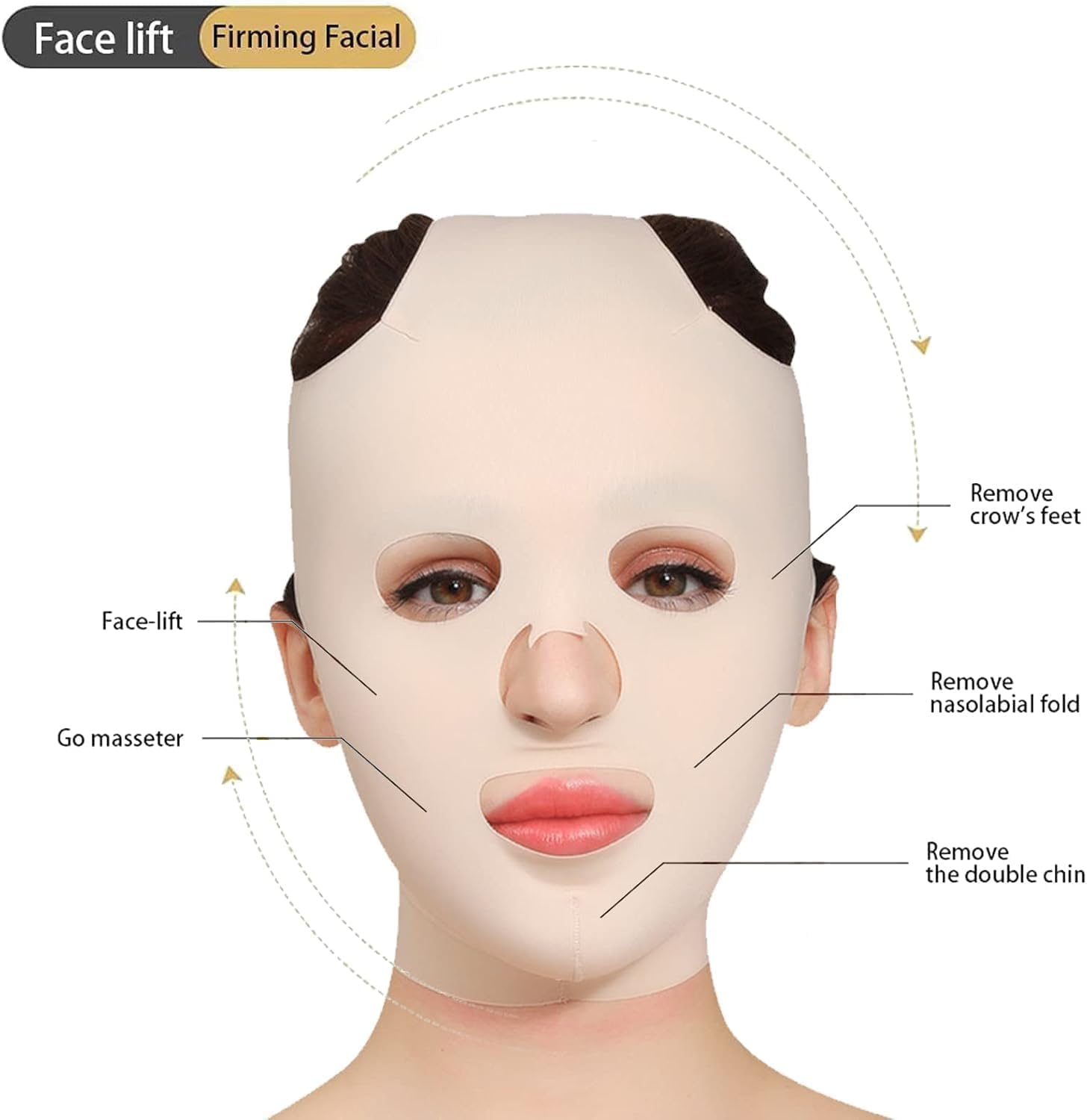 Facial Slimming Strap，Facial Slimming Mask Chin Strap Three Dimensional V Shaped Face Slimming Belt Eliminates Sagging Skin and Improves Contour (Colour of Skin, One Size) image number 2