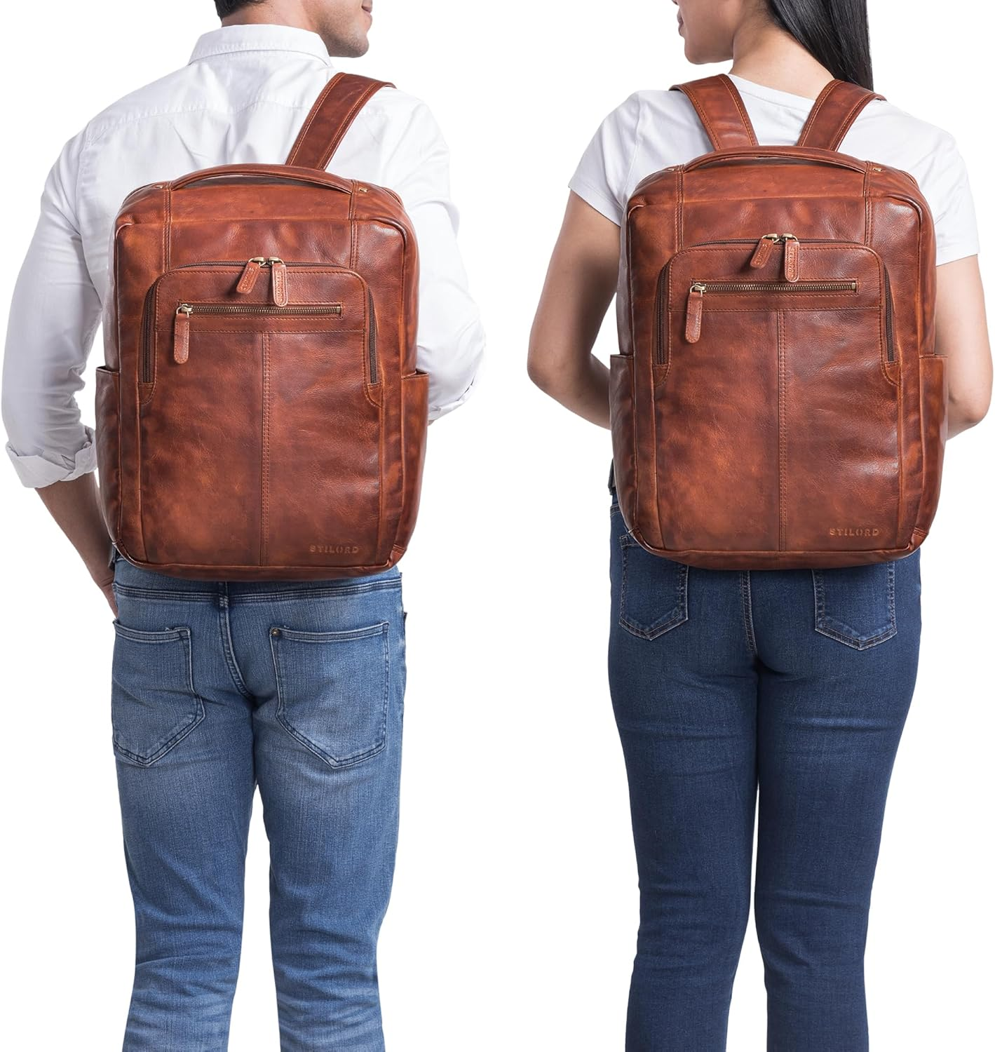 STILORD 'Guido' Unique Leather Backpack Vintage Laptop Backpack 15.6 Inch Work Backpack Men DIN A4 Folder Daypack Women'S Genuine Leather image number 4