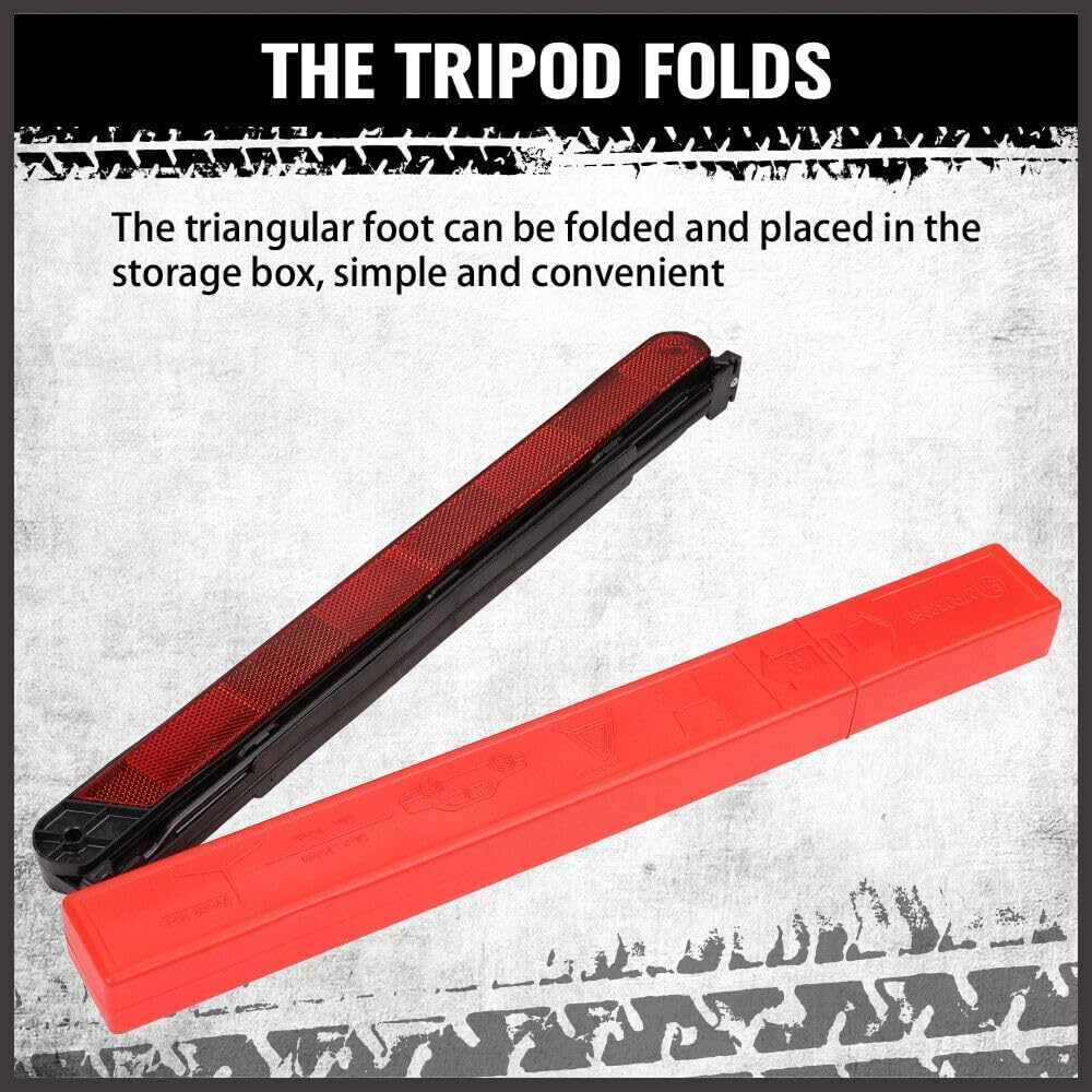 HOURSDY 3-Pack Safety Triangle Kit, Foldable Emergency Road Warning Reflector Roadside Reflective Warning Sign Emergency Car Kit with Storage Box image number 3