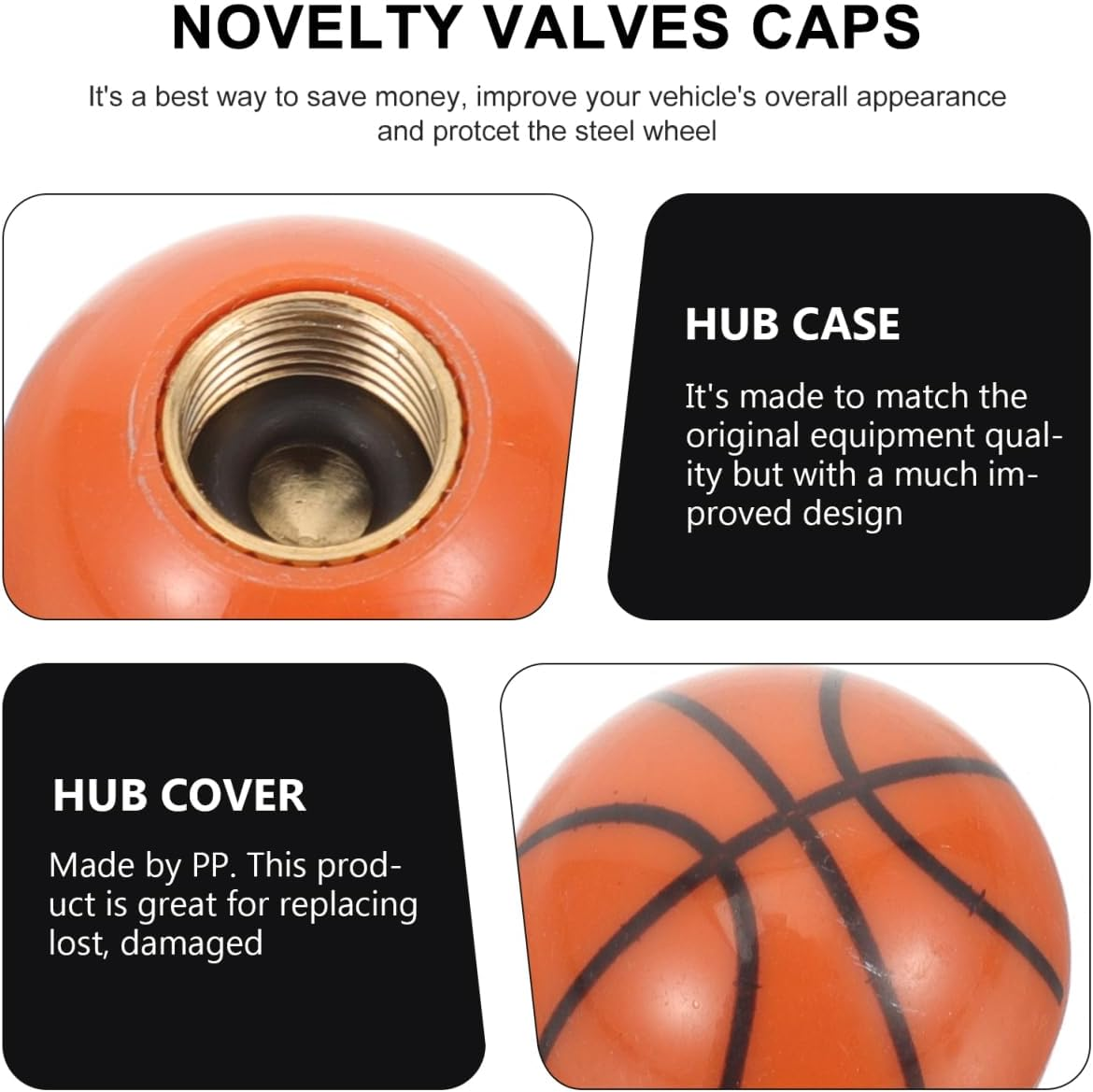 Milisten 5 Pieces Basketball Valve Caps for Tyres Robust Wear-Resistant Valve Stem Caps for Cars and Bicycles for Mountain Bikes