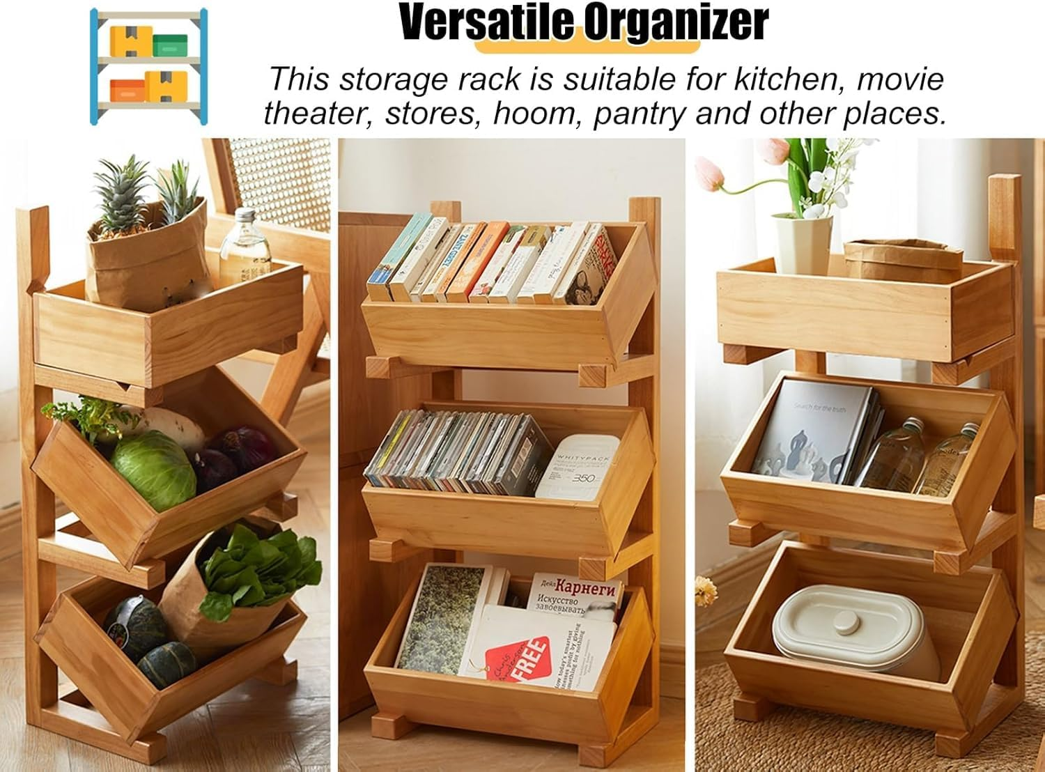 Snack Storage Rack Storage Baskets， Snack Display Stand for Produce/Fruit/Vegetable image number 6