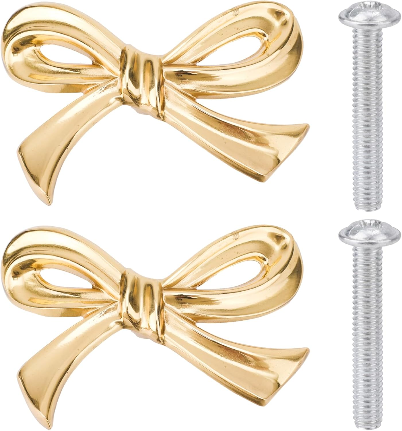 2Pcs Bow Dresser Knobs, Gold Dresser Knobs Gold Bow Knobs Vintage Dresser Knobs Gold Drawer Knobs Cupboard Pull Handles Decorative Bow Knobs for Cabinet Cupboard Wardrobe image number 4