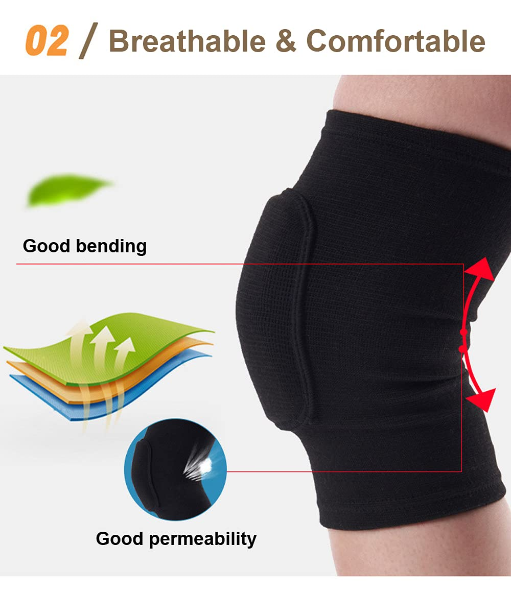 Knee Pads for Women, Dance Knee Pads Wrestling Knee Pads Basketball Knee Pads Volleyball Knee Pads for Women, Knee Protector Soft Knee Pads for Work (Black + White, XS) image number 4