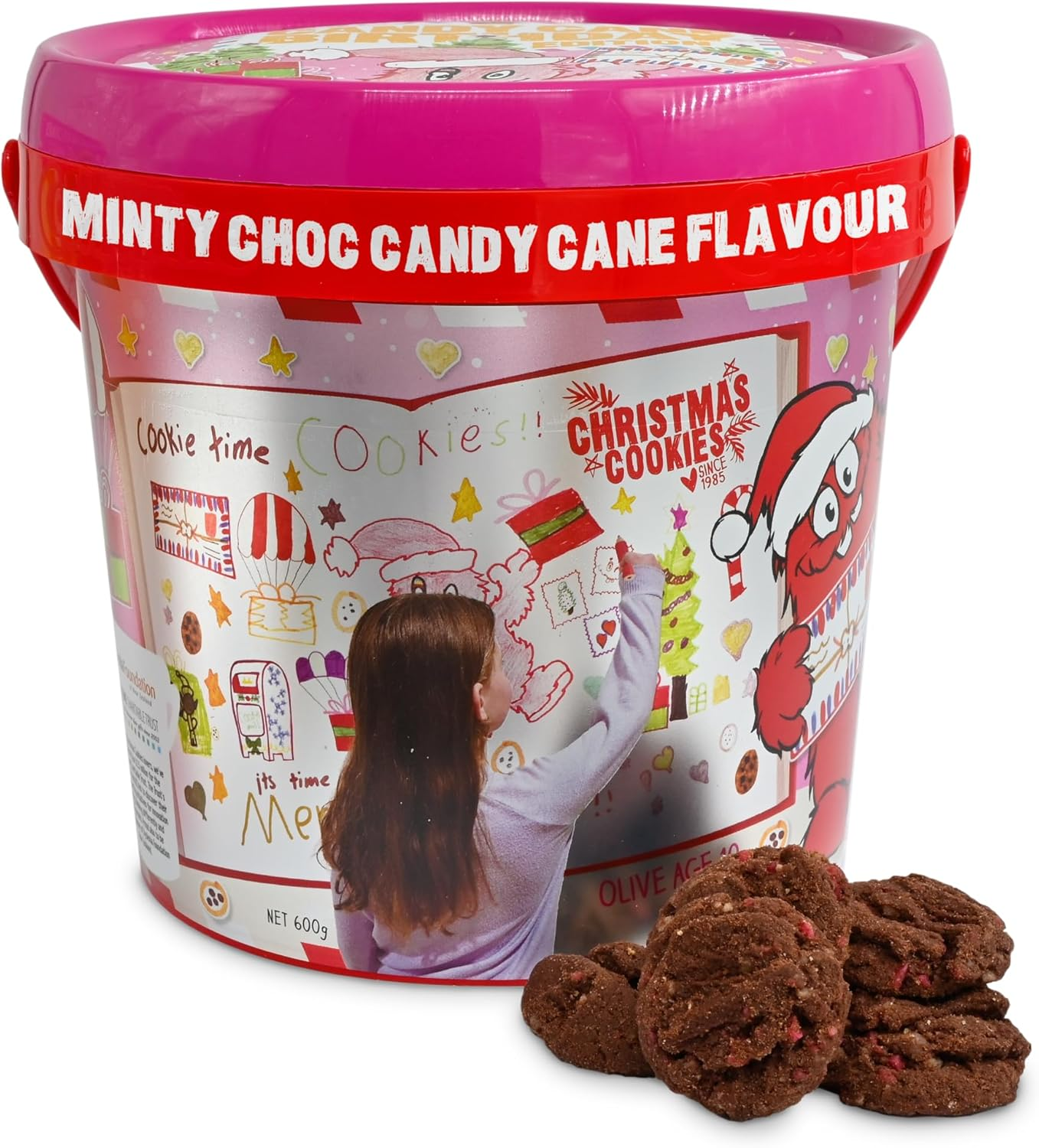 Cookie Time Chocolate Chip Cookies Bucket, 600 G | Approx 85 Bite-Size Cookies | Homestyle Biscuits Made with Real Chocolate image number 1