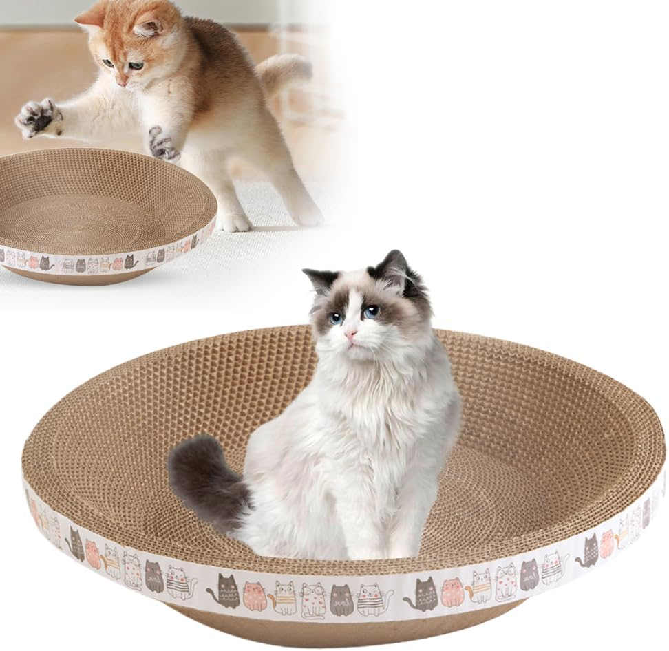 Cardboard Cat Scratcher, 2024 Density Oval-Shaped Cat Scratch Cat Scratch Post for Furniture Protection, Cat Scratcher Bowl Cardboard for Indoor Cats Sleeping (Small, Round) image number 3