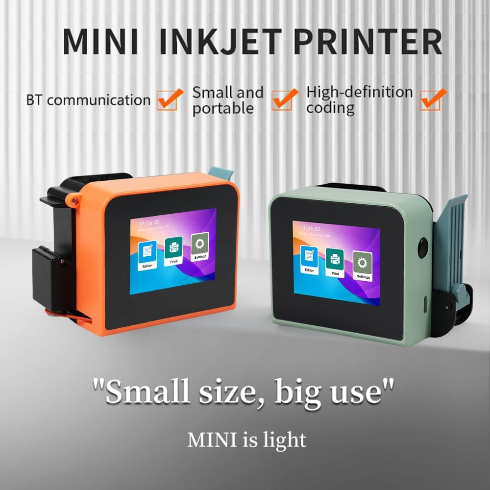 Mingzhe Inkjet Printer Mini Handheld Printer Portable 600DPI High Definition Inkjet Code Printer with 2.4Inch LED Touchscreen and Quick-Drying Ink Cartridge for Label/Production - Orange image number 2