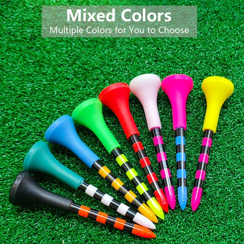 Vekol Golf Tees Professional Plastic Golf Tees 3-1/4" Golfing Tees Rubber Cushion Top Mixed Colors, Long Golf Tees Bulk, Reduce Side Spin and Friction, Pack of 40PCS image number 6