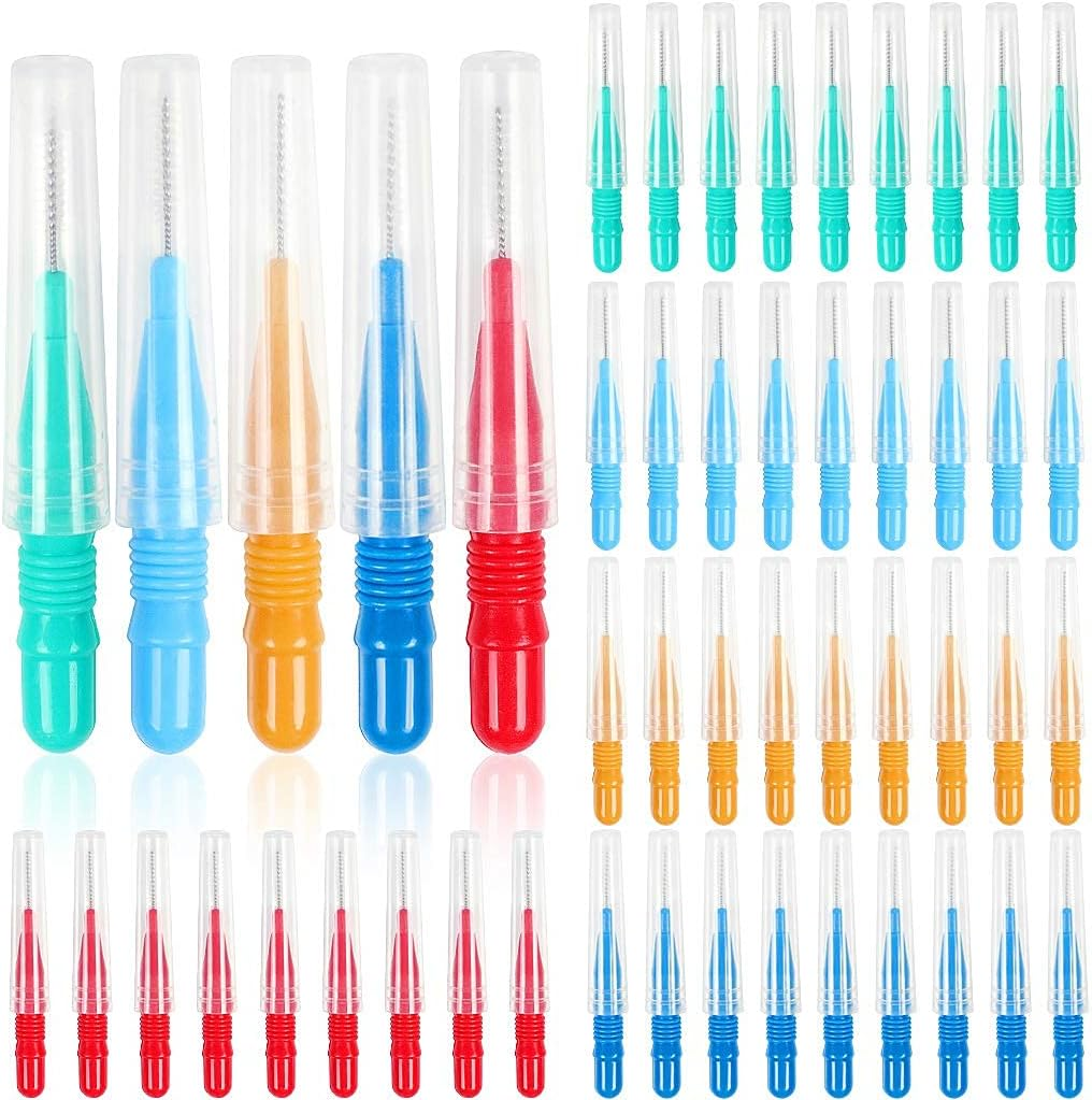 50 Piece Dental Interdental Brush Set, Toothpick Flossing Head, Oral Hygiene Teeth Cleaner Floss Sticks image number 4