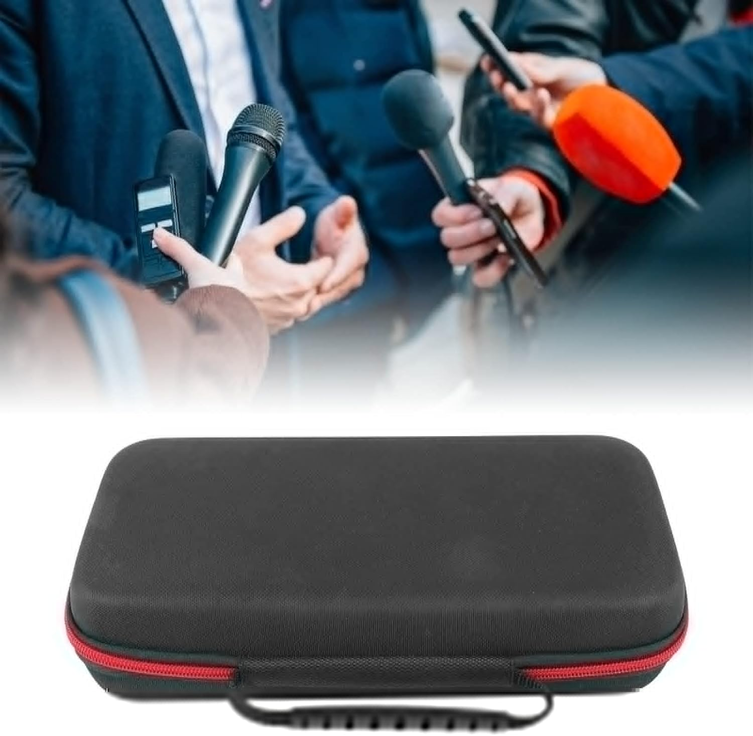 Wireless Microphone Storage Bag with Large Capacity, Shockproof Drop Proof EVA Zipper Bag with Metal Zipper, Sponge Filling image number 1