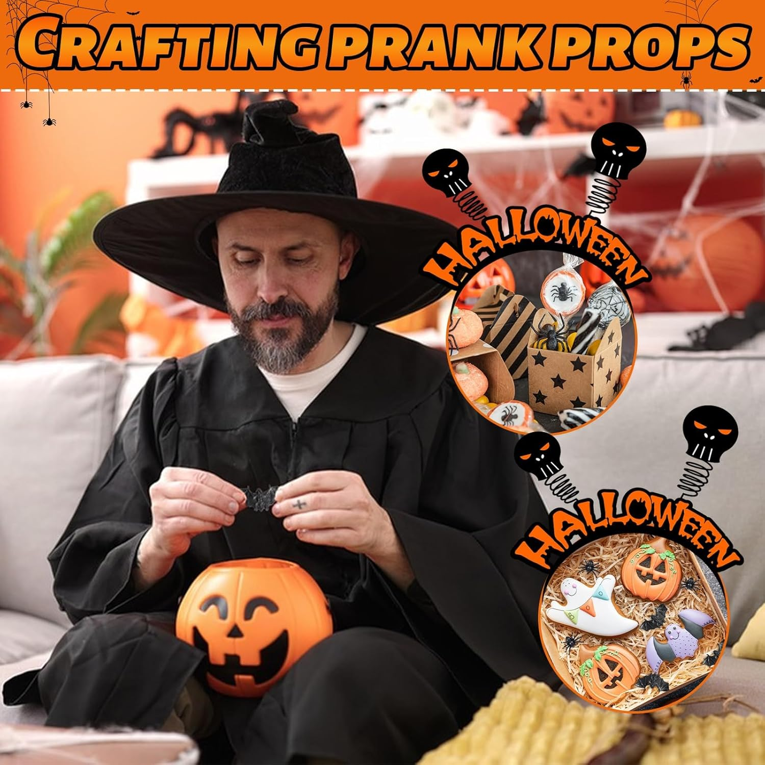 Halloween Spider, 200 Pcs Mini Spiders Bats Halloween Decorations, Vivid Plastic Fake Spider for Funny Prank Halloween Party Supplies, Fools Day Decoration image number 6