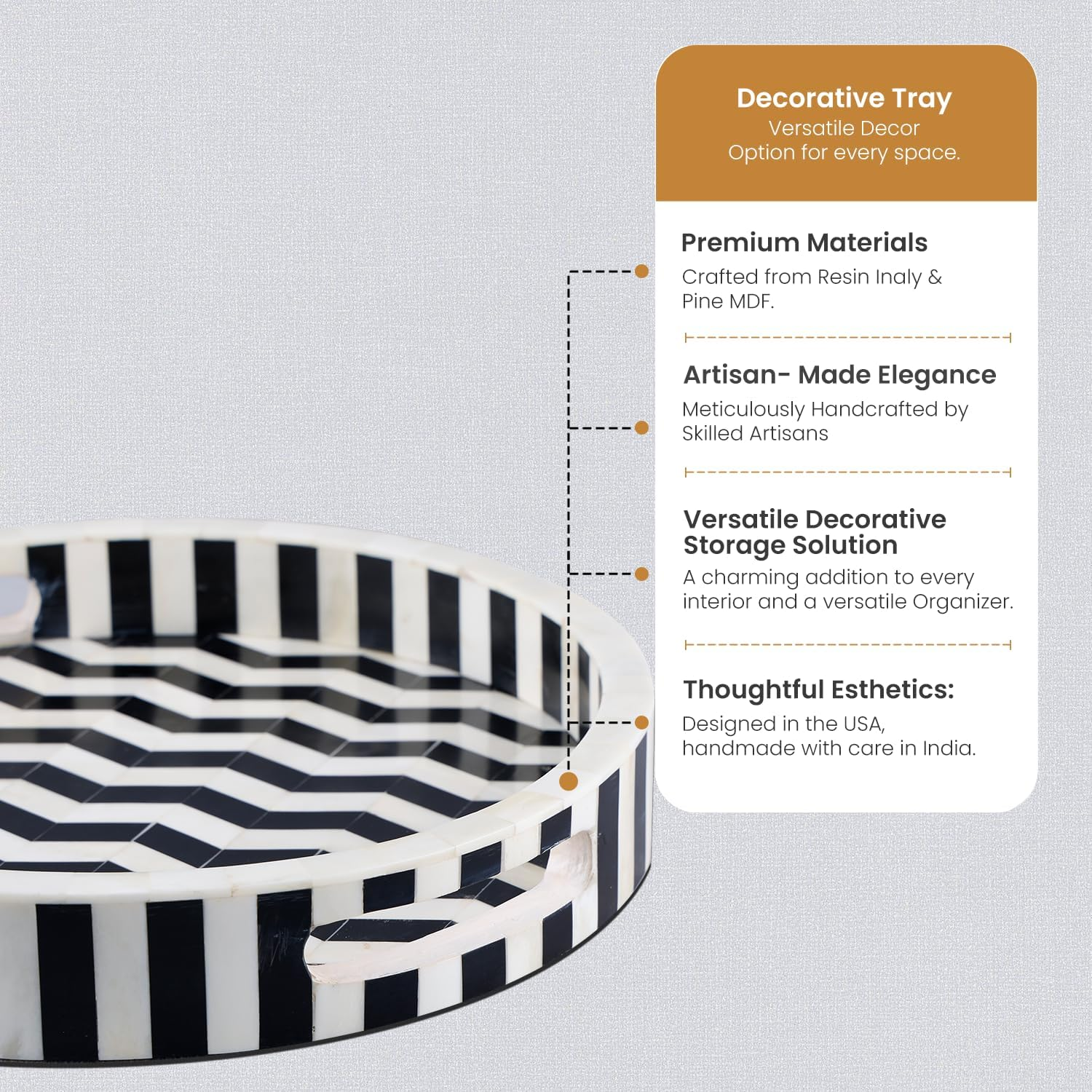 Handicrafts Home Decorative Tray Athens Dinami Collection -12X12 Inch image number 3