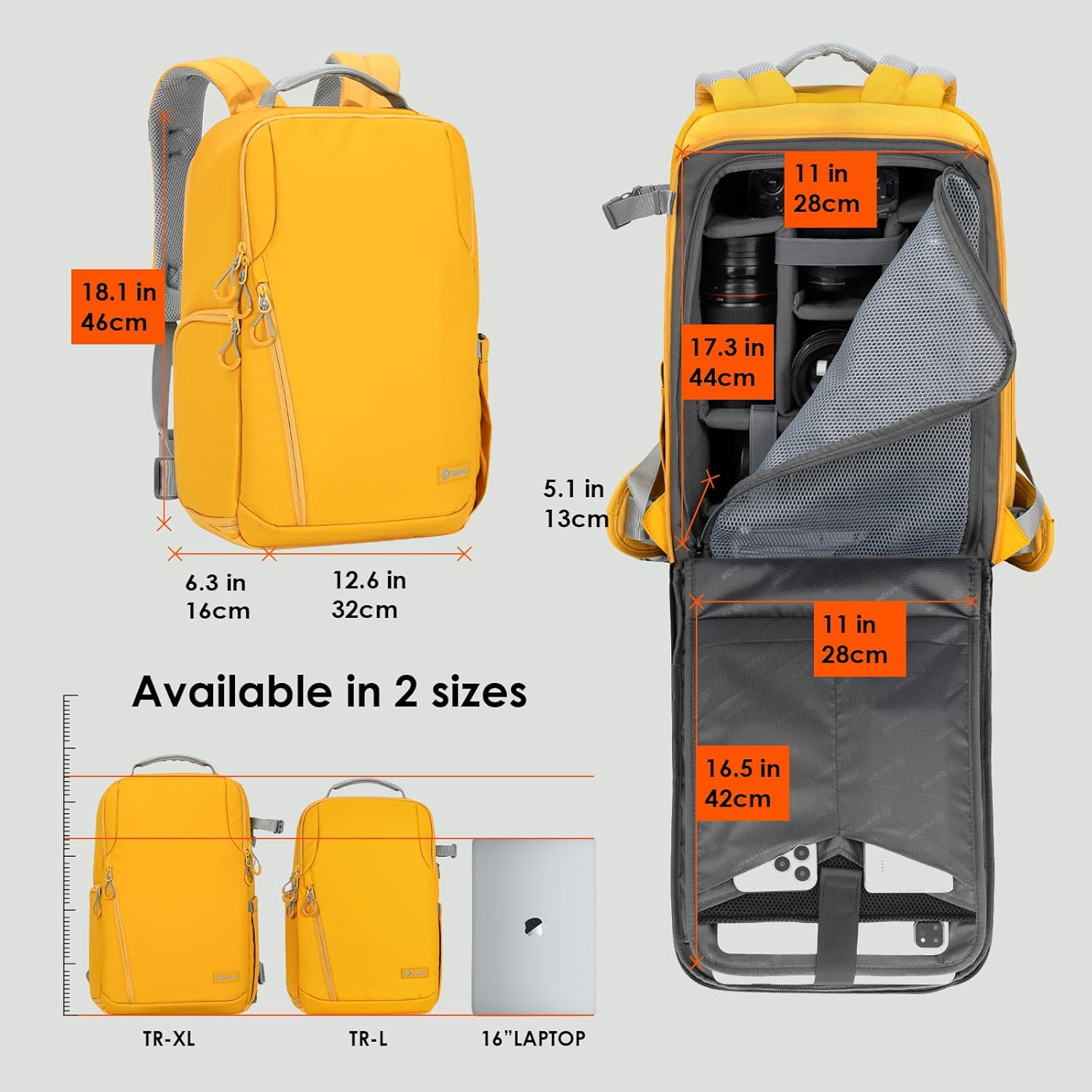 TARION Waterproof Camera Backpack - DSLR Camera Bag with Laptop Compartment, Unisex Minimalist Hiking Backpack image number 5