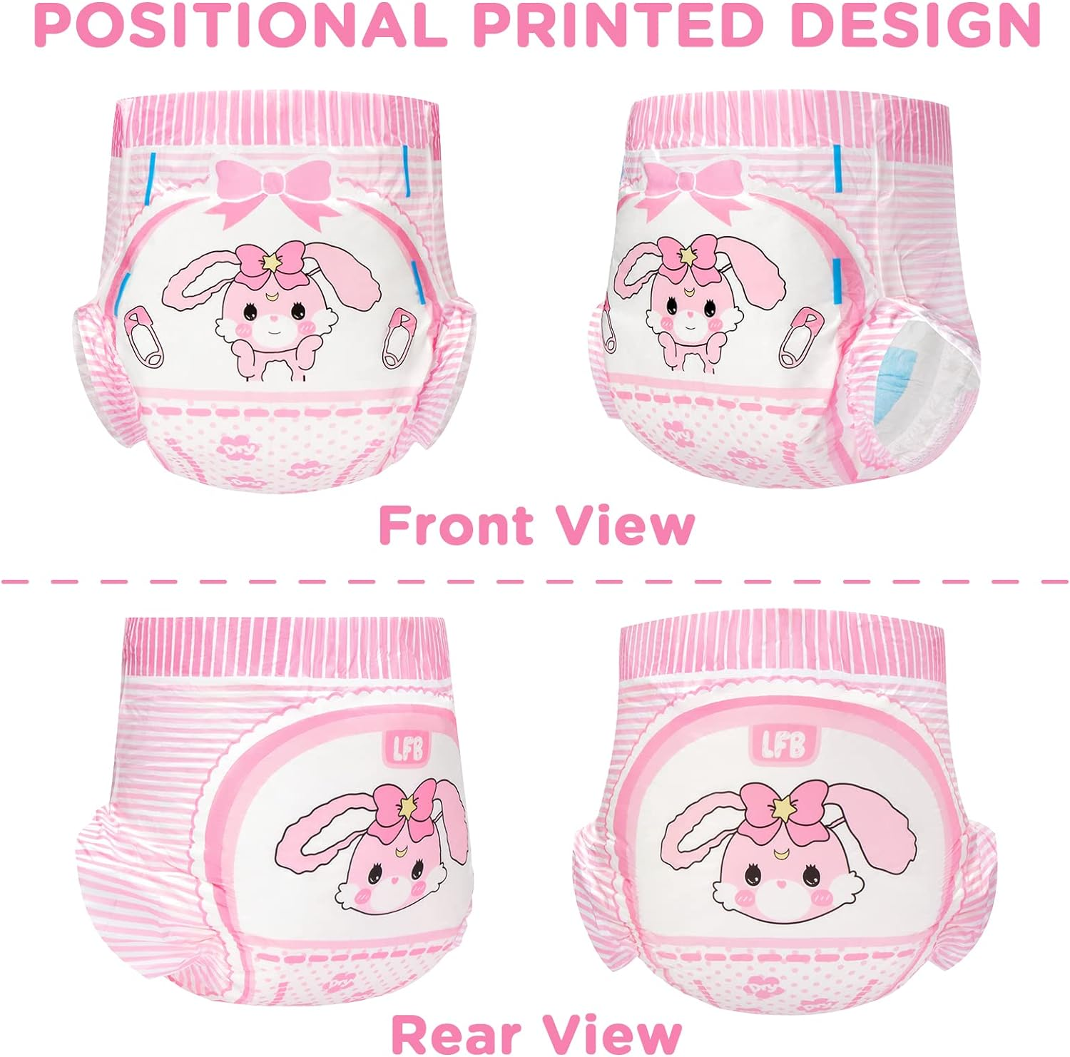 Littleforbig Adult Printed Diaper 2 Pieces - Baby Usagi (XL) image number 3