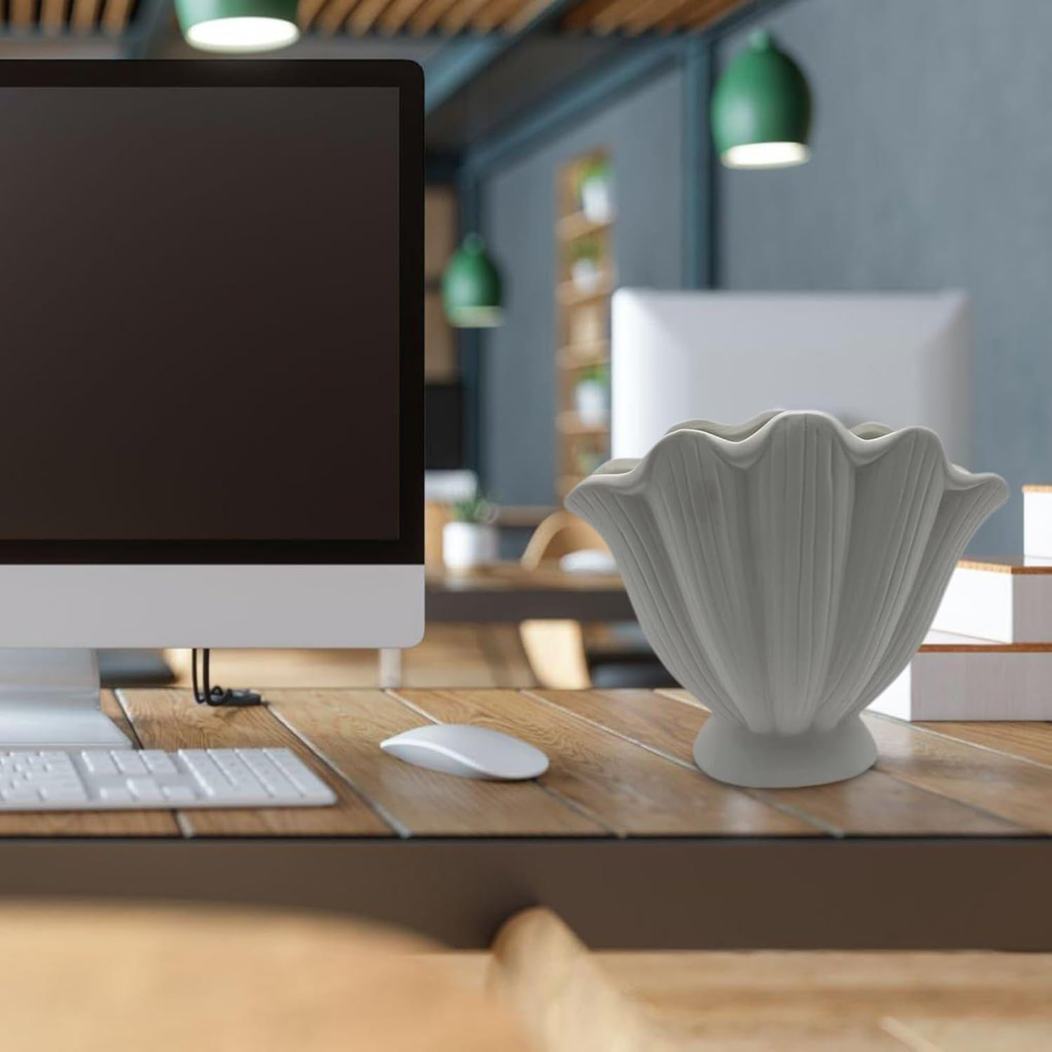 Shell Vase - Sea Shell Pots | Coastal Shell Vase for Home Decor, Uniques Ceramic Seashell Flower Vase for Living Room, Oceanss Seashell Vase for Bookshelf, Mantel image number 3