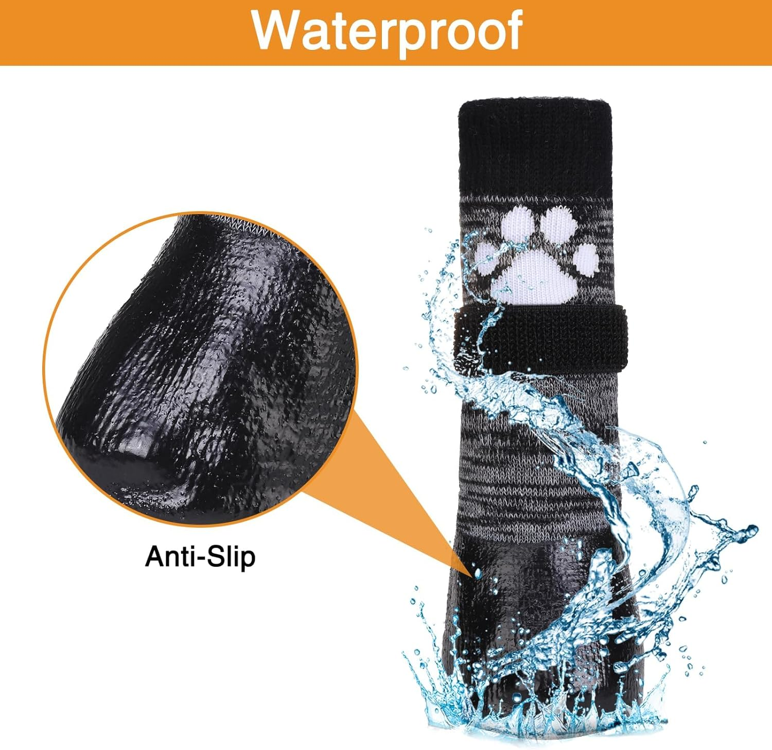 KOOLTAIL Non Slip Dog Socks to Prevent Licking Paws for Hardwood Floors, Dog Boots Shoes for Hot/Cold Pavement with Grippers Traction Control, Waterproof Paw Protector for Small Medium Large S