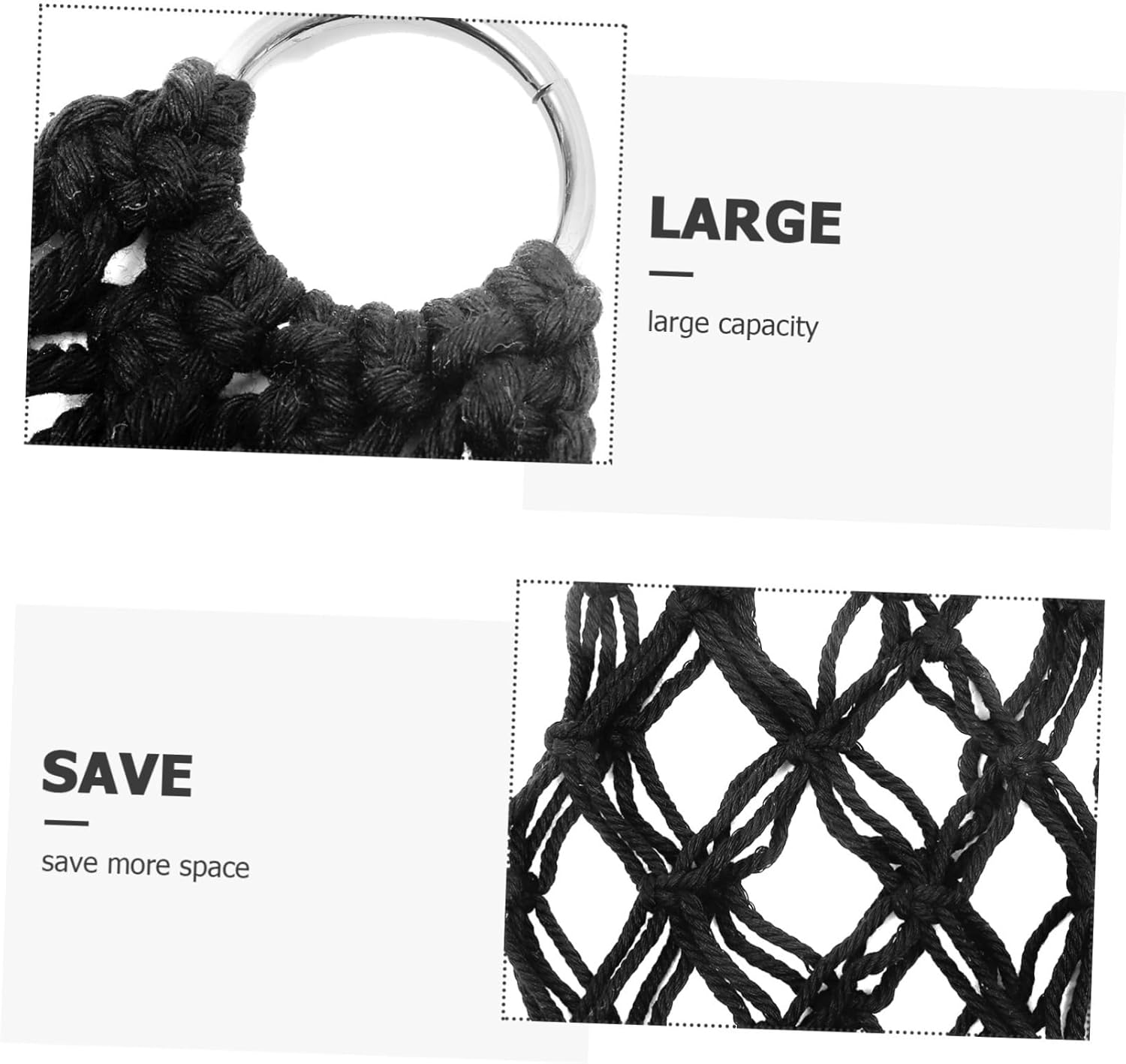 OKUMEYR Hanging Kitchen Fruit Basket and Vegetable Holder, Black Mesh Storage Net, Sturdy Kitchen Organizer for Fruits, Onions, and Vegetables, Space-Saving Hanging Basket for Home image number 3