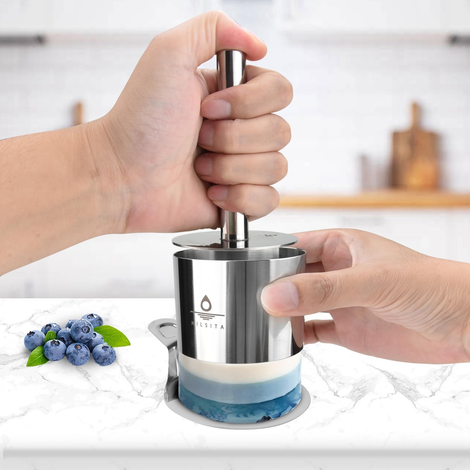 Hilsita Cake Ring Molds Set, Seamless Stainless Steel Cake Cutter for Baking, Cooking Rings with Pusher & Lifter, Dessert Mousse Molds (8Pcs-3In) image number 3