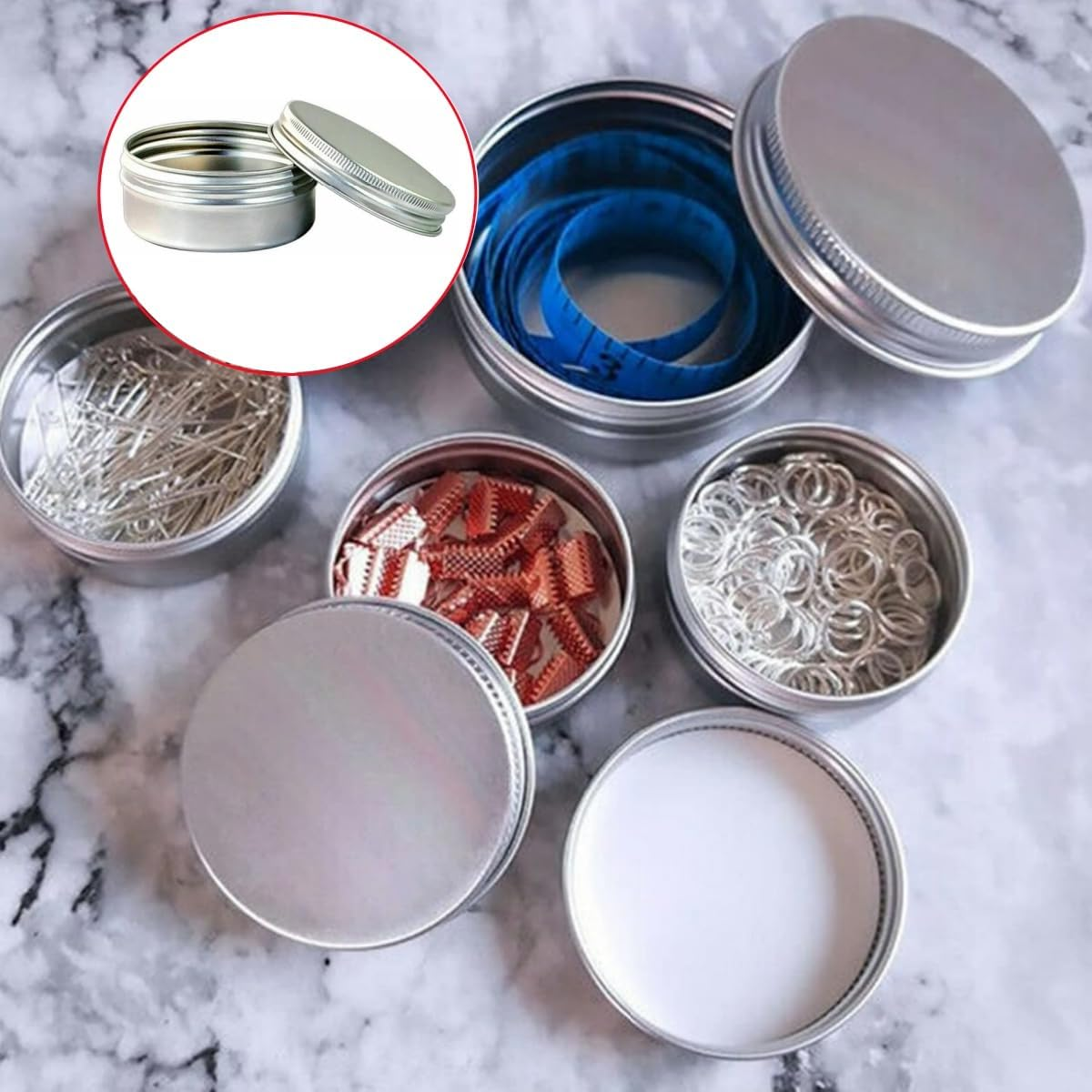 12Pcs 30Ml Aluminum Tin Jars,Round Pot Screw Cap Lids,Silver Cosmetic Sample Jars Storage Containers,Aluminum Tin Jar Refillable Containers round Empty Tins for Lip Balm, Salve, Eye Shadow