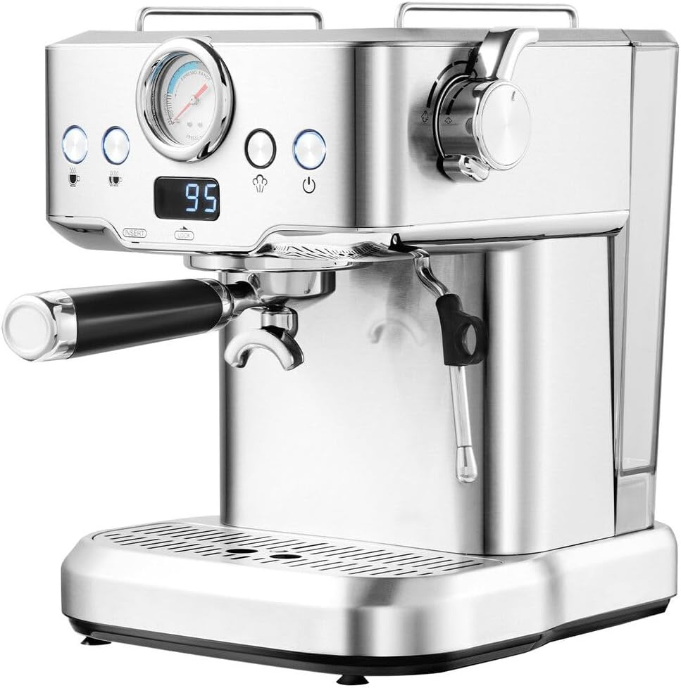 Maxkon Espresso Machine, 20 Bar Professional Espresso Maker, Milk Frother Steam Wand for Latte, Compact Stainless Steel Machine with 2L Removable Water Tank image number 6
