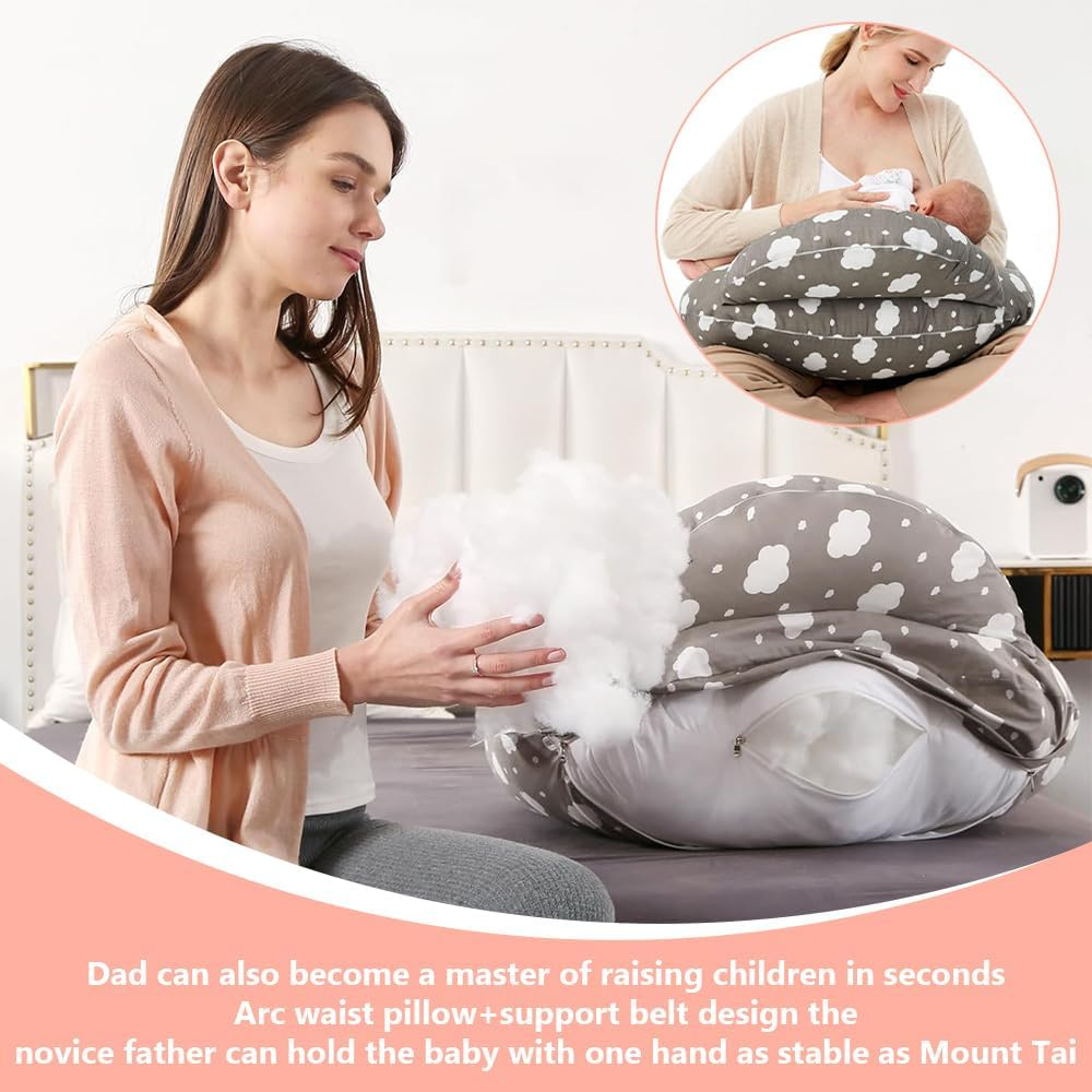 Nursing Pillow,Cradle Arm Pillow,Enhanced Support & Comfort,Adjustable Waist Strap,Wider Breastfeeding Cushion,Fit for All image number 2