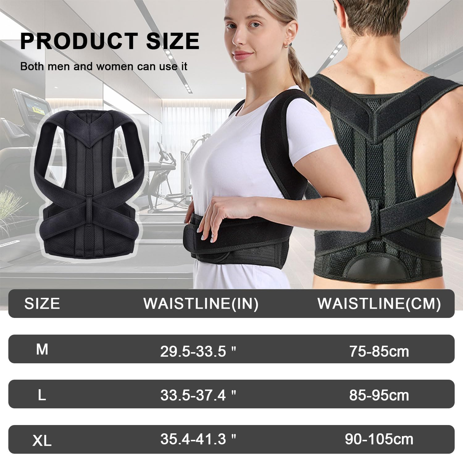 Posture Corrector, Back Posture Corrector for Men&Women, Back Straightener Posture Corrector Back Support Brace Posture Corrector Improve Back Pain, Spine Corrector, Adjustable Posture Trainer(M) image number 1