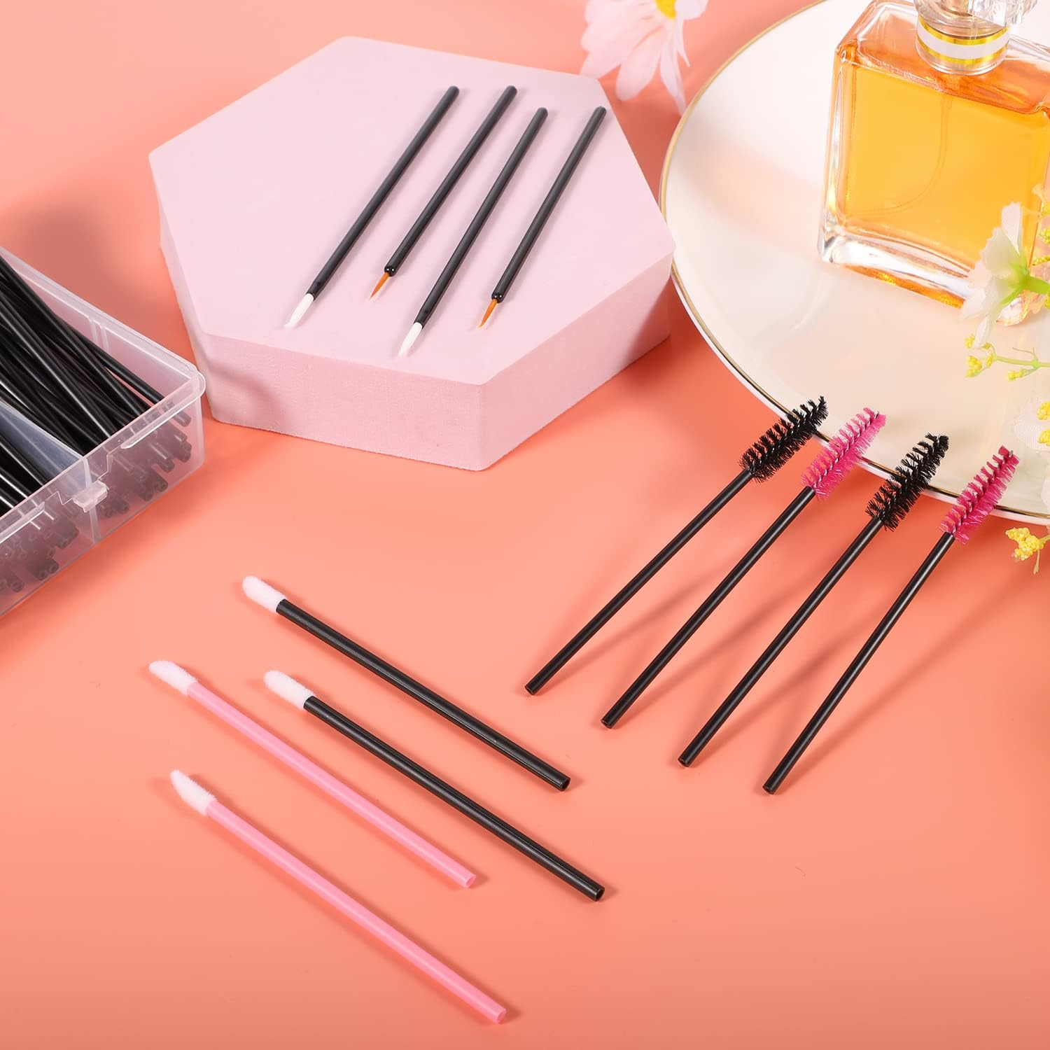 270 PCS Disposable Makeup Applicators Tools Kit, Makeup Artist Must Haves 70 Disposable Eyeliner Brushes 100 Mascara Wands 100 Lipstick Applicators for Galentines Gifts Valentines Day Gifts for Women image number 2