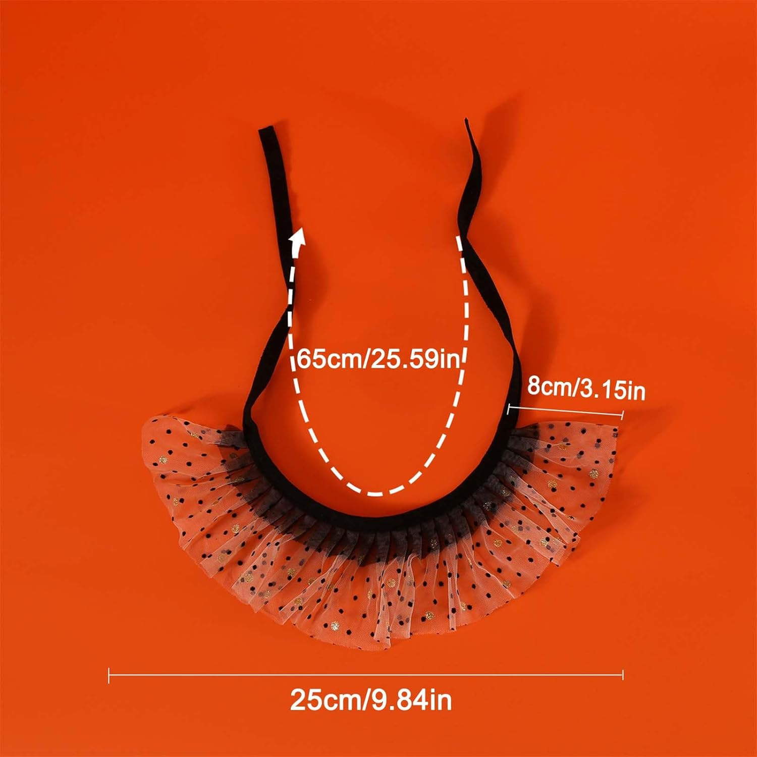 LERTREE Halloween Dog Lace Bandana and Hat Set, Puppy Cat Pumpkin Hat Polka Dot Tutu Neck Ornament Pet Neckerchief Scarf image number 5