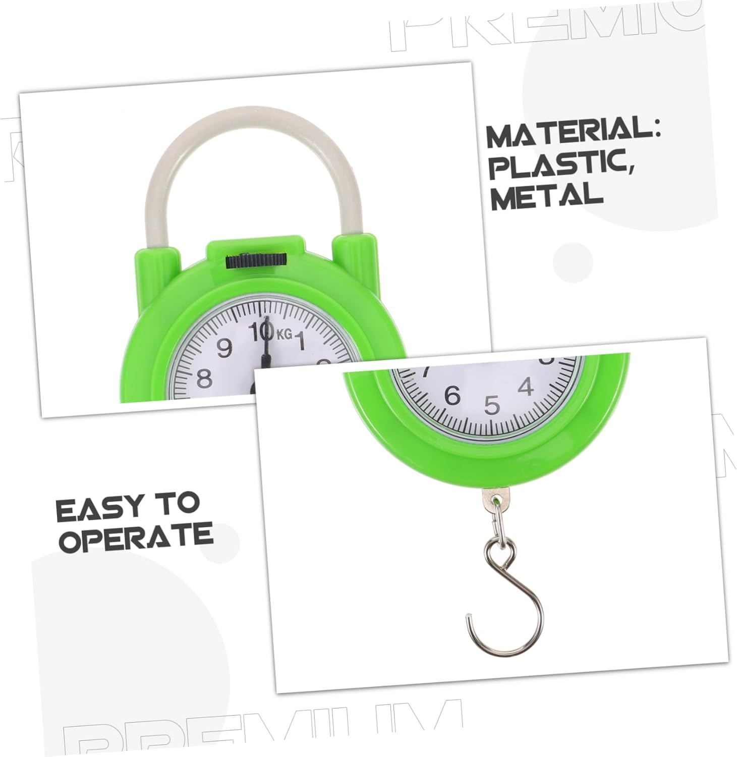 VINTORKY Manual Spring Luggage Scale Hook Portable Small Travel Suitcase Weight Scale High Precision Lightweight Fluorescent Green