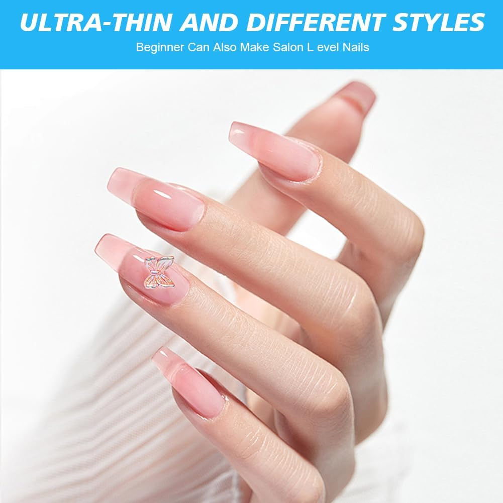 BUTBU 600 Pieces Square False Nails, 12 Sizes Transparent Nail Tips, Short Nail Tips, Gel Nail Tips Full Coverage for Salons Nails, DIY Manicure - Short Square Nail image number 5