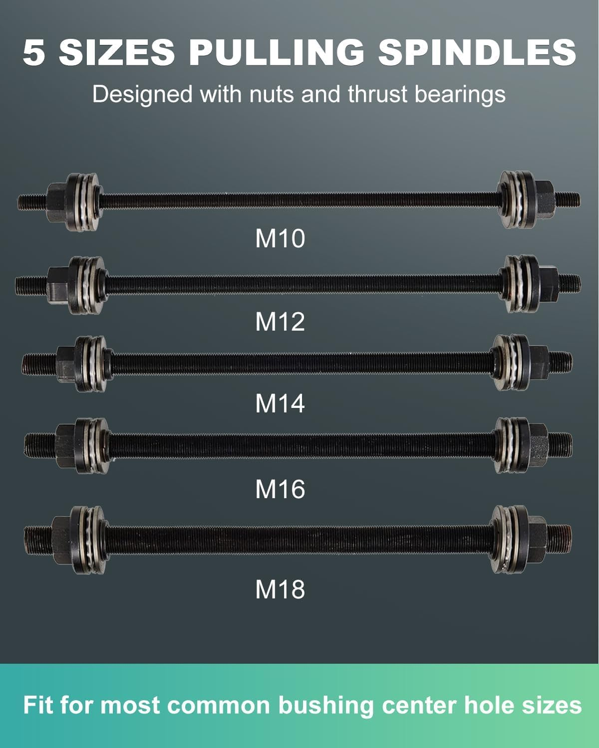 Bushing Press Kit, 27Pc Pull and Press Sleeve Kit for Most LCV HGV Engine Cars Vehicles, Universal Seal Bearing Bushing Removal Installation Tool Kit 5 Pulling Spindles with Nuts Case image number 5