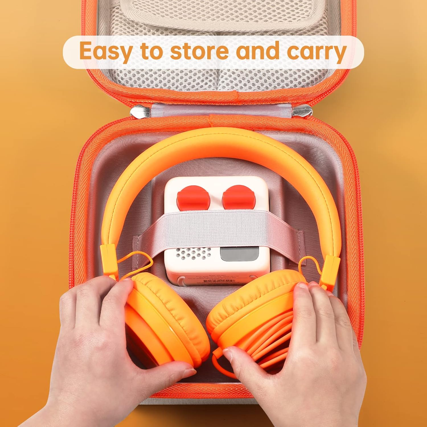 Hard Travel Case for Yoto Mini Portable Bluetooth Audio Player, EVA Storage Bag with Carrying Strap for Story Player, Audio Card, Charging Cable (Large, Grey) image number 3