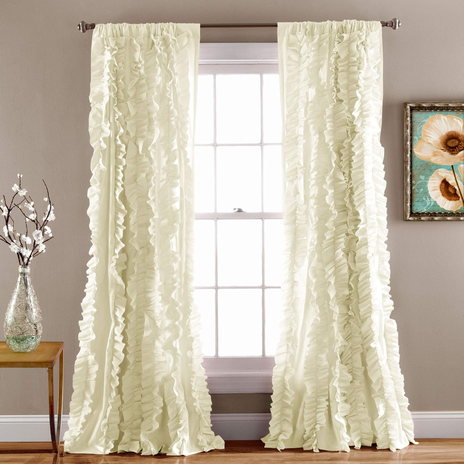 Lush Decor Belle Window Curtain Panel, Ivory, 1 Panel