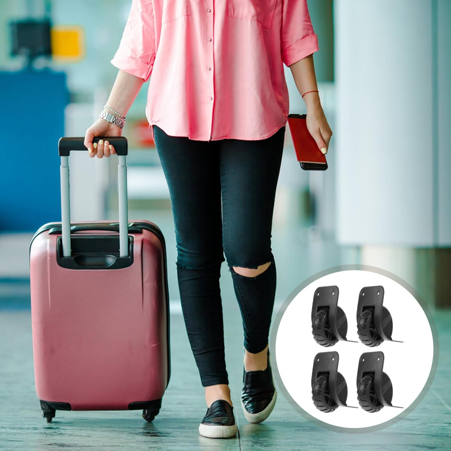 Baluue 2Pairs Luggage Repair Wheels Suitcase Replacement Wheels for Travel Suitcase Accessories Wear-Resistant Design Compatible with Luggage Models image number 6
