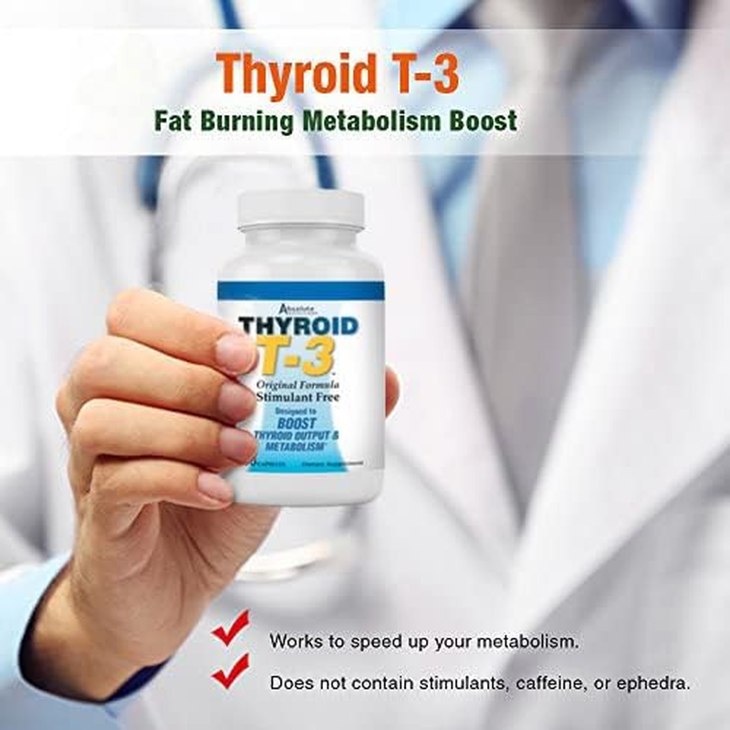 Absolute Nutrition Fat Burning Metabolism Boosting Supplement, Thyroid T-3, 60 Capsules image number 5